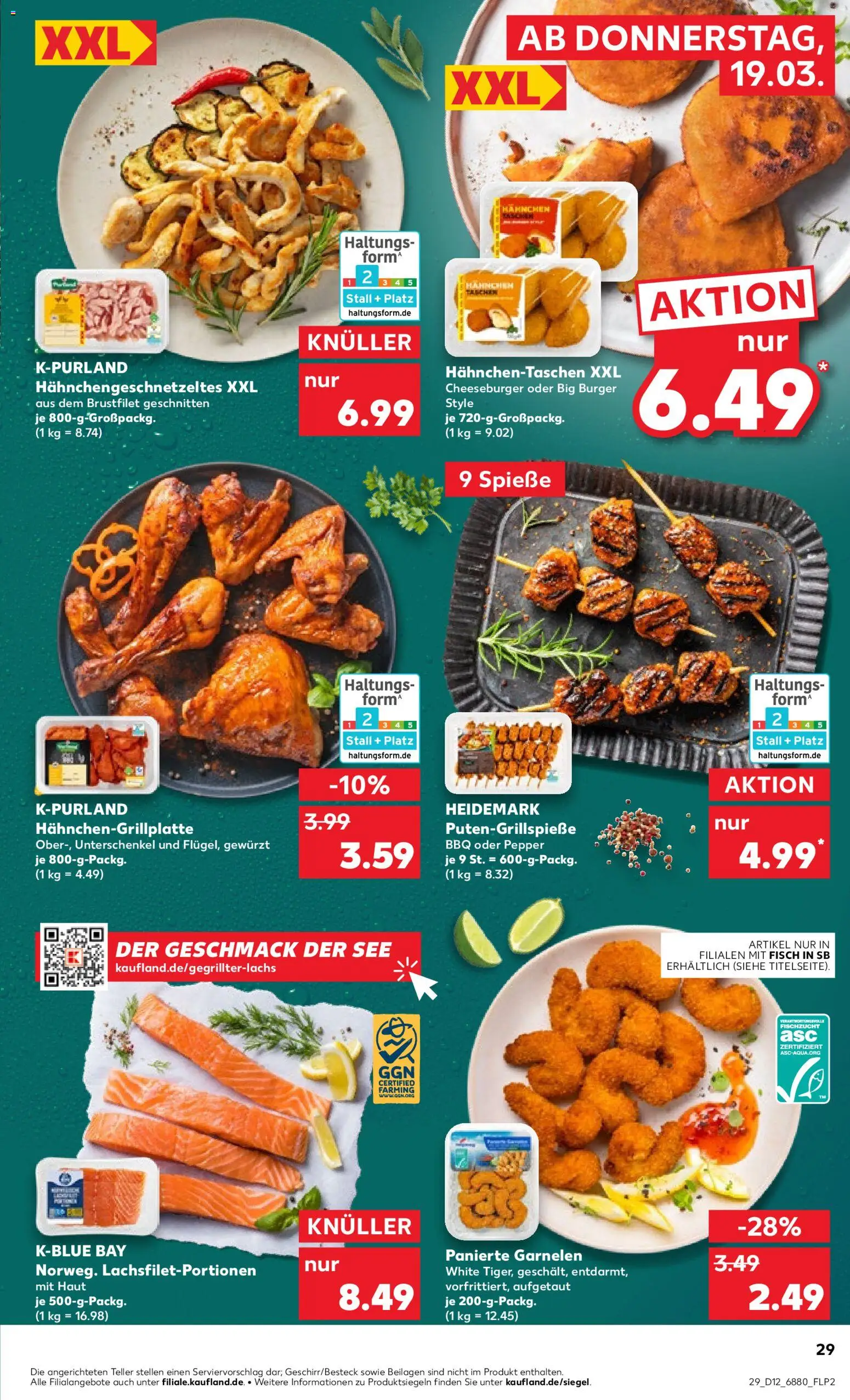 Kaufland Prospekt Völklingen	 – gültig ab 19.03.2026 | Seite: 29 | Produkte: Burger, Spieße, Garnelen, Fisch