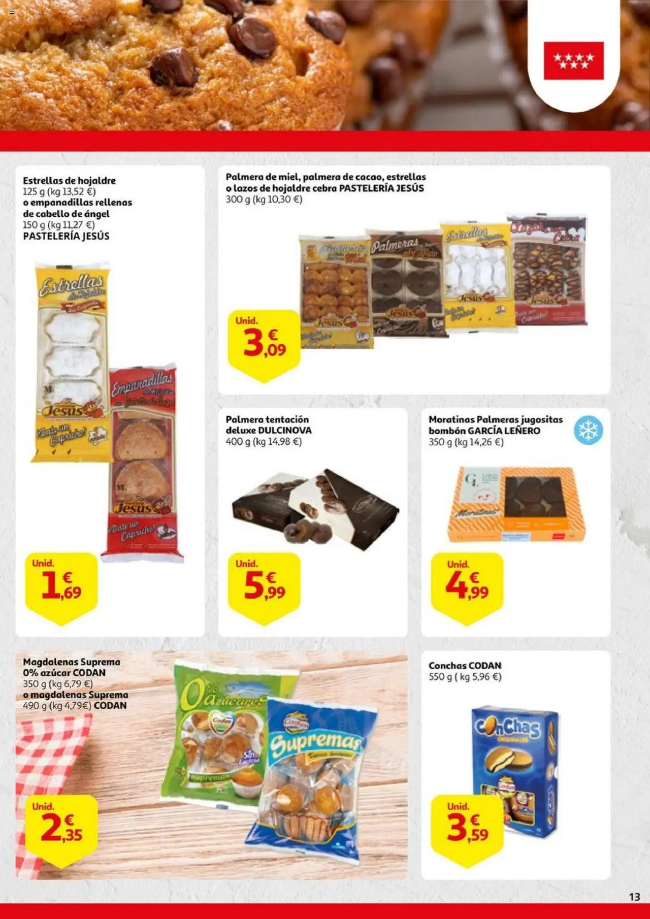 Alcampo - Alimentos de Madrid │ válido desde el 02.10.2025 | Página: 13 | Productos: Palmeras, Magdalenas