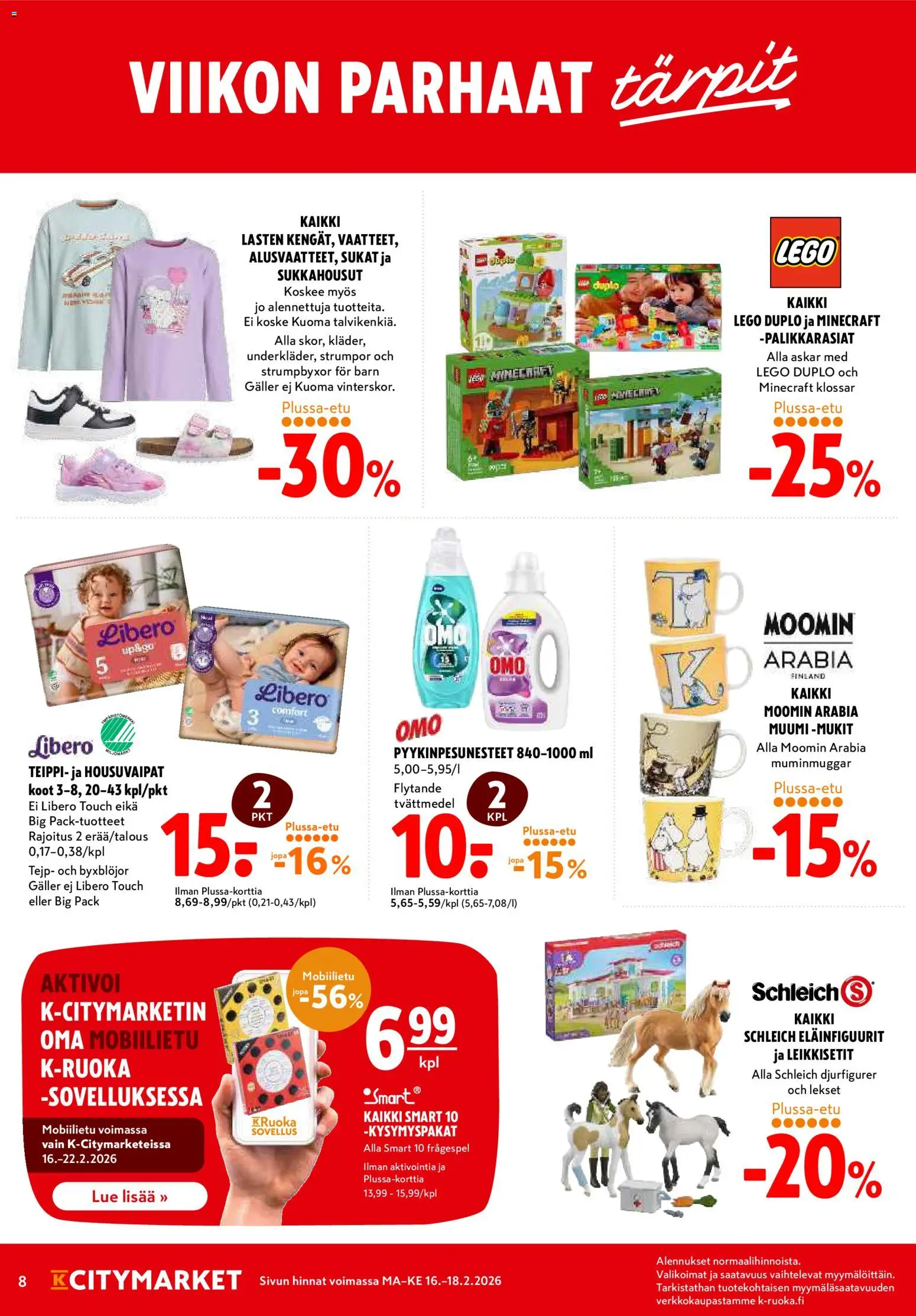 K-Citymarket tarjoukset – voimassa 16.02.2026 alkaen | Sivu: 8 | Tuotteet: Sukkahousut, Sukat, Teippi