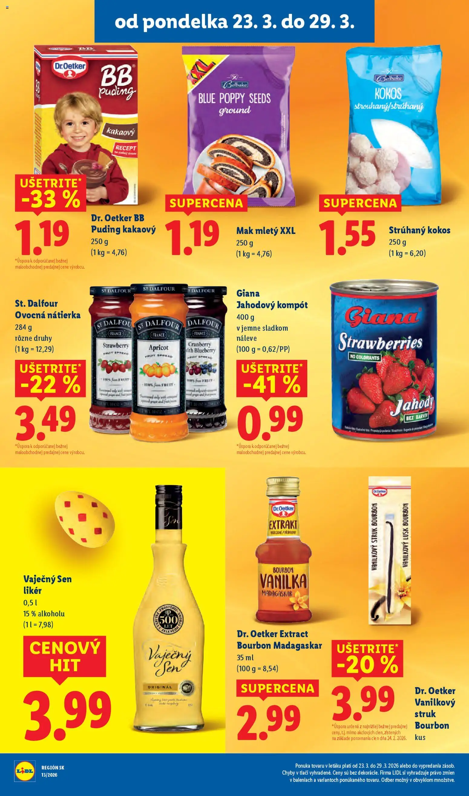 Nové Lidl akcie – leták je platný od 23.03.2026 | Strana: 26 | Produkty: Puding, Bourbon, Mak