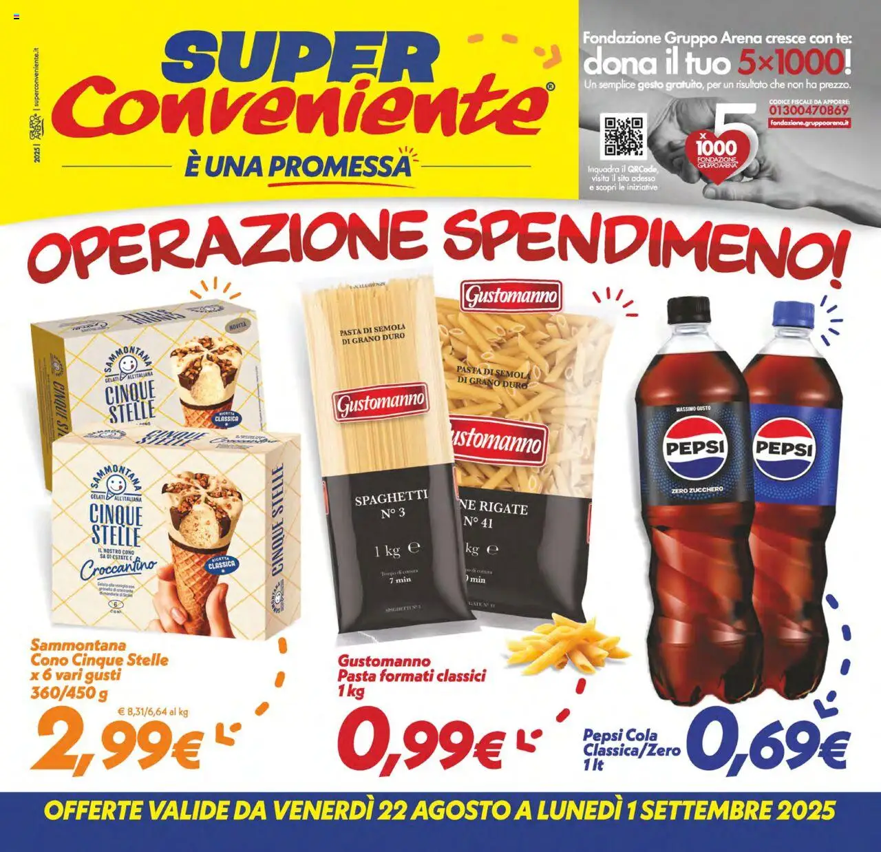 Volantino SuperConveniente del 22.08.2025 | Pagina: 1 | Prodotti: Tè, Zucchero, Pasta, Pepsi