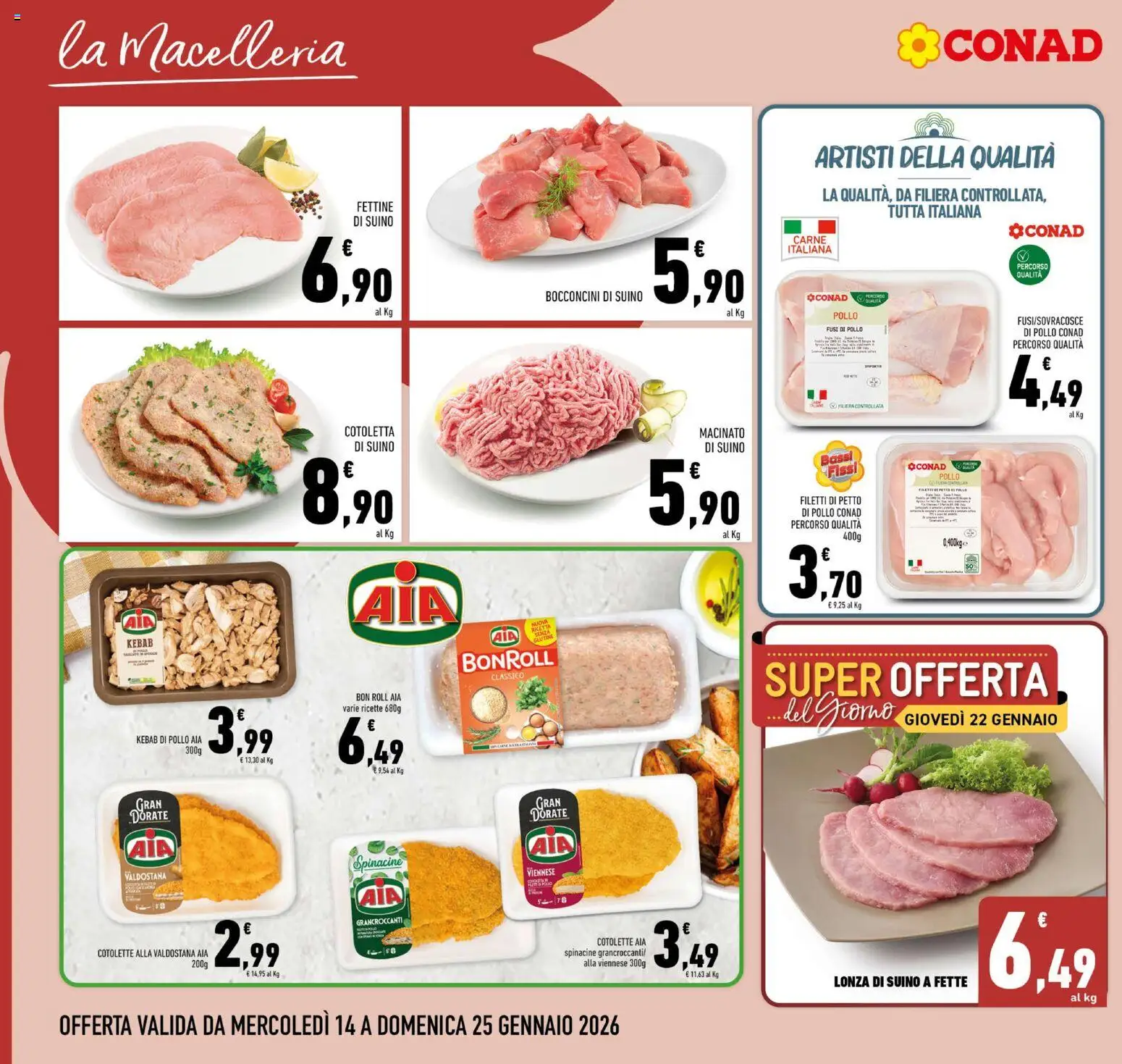 Volantino Conad del 14.01.2026 | Pagina: 6 | Prodotti: Petto di Pollo, Pollo, Suino, Macinato