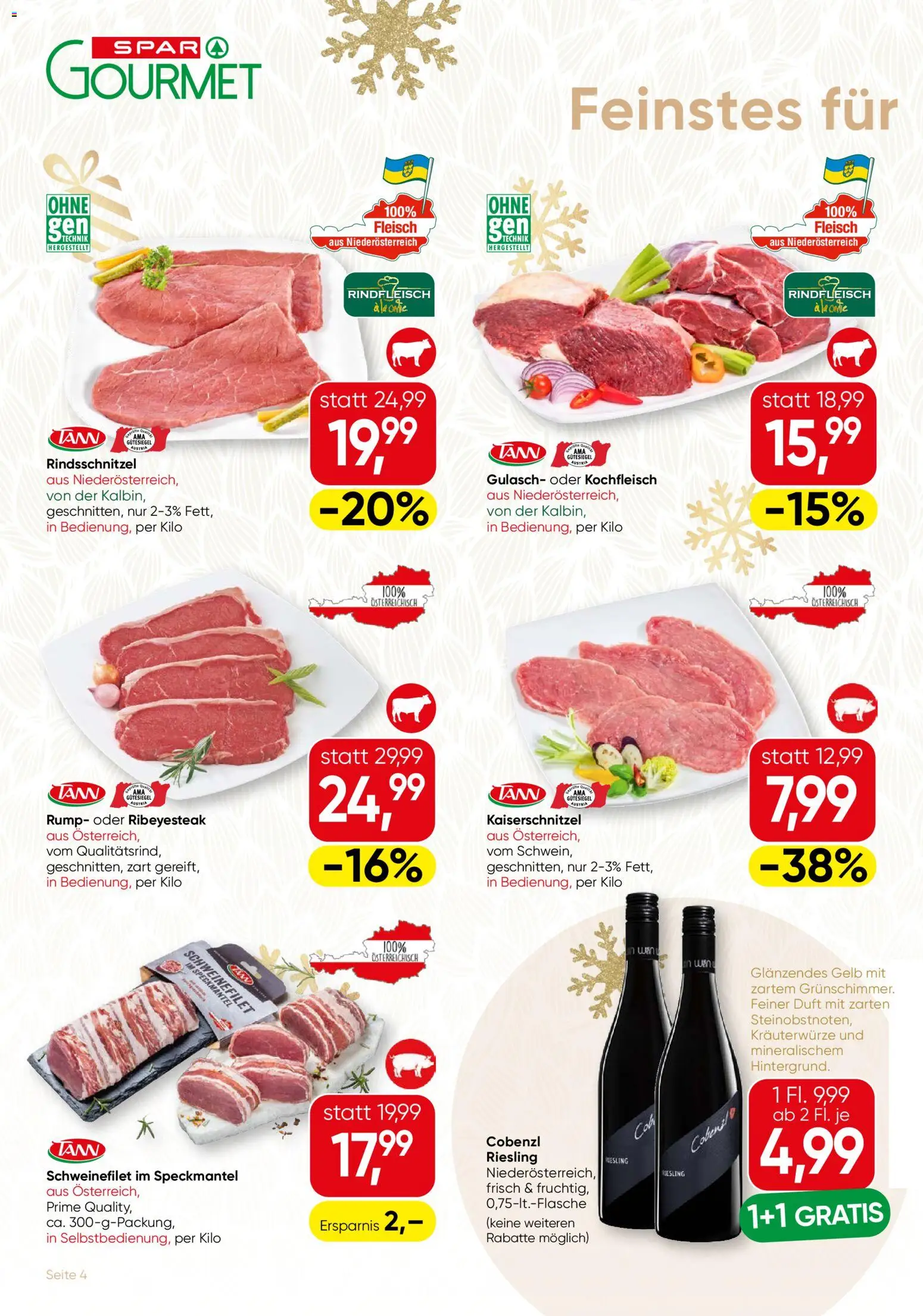 SPAR Gourmet Flugblatt gültig ab 18.12.2025 | Seite: 4 | Produkte: Duft, Rindfleisch