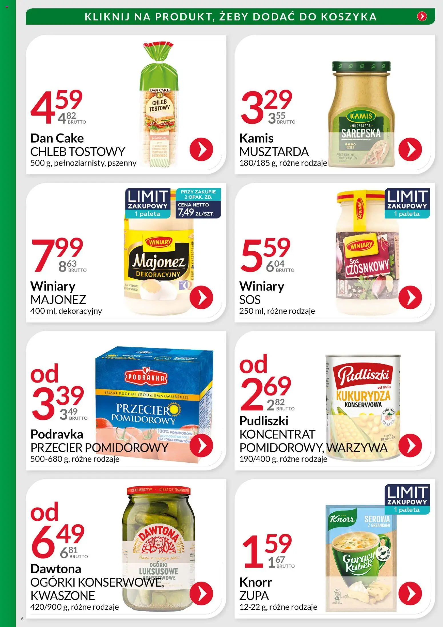 Eurocash Gazetka - Ofensywa Cenowa Spożywcza od 30.11.2025 | Strona: 6 | Produkty: Chleb tostowy, Musztarda, Ogórki, Majonez