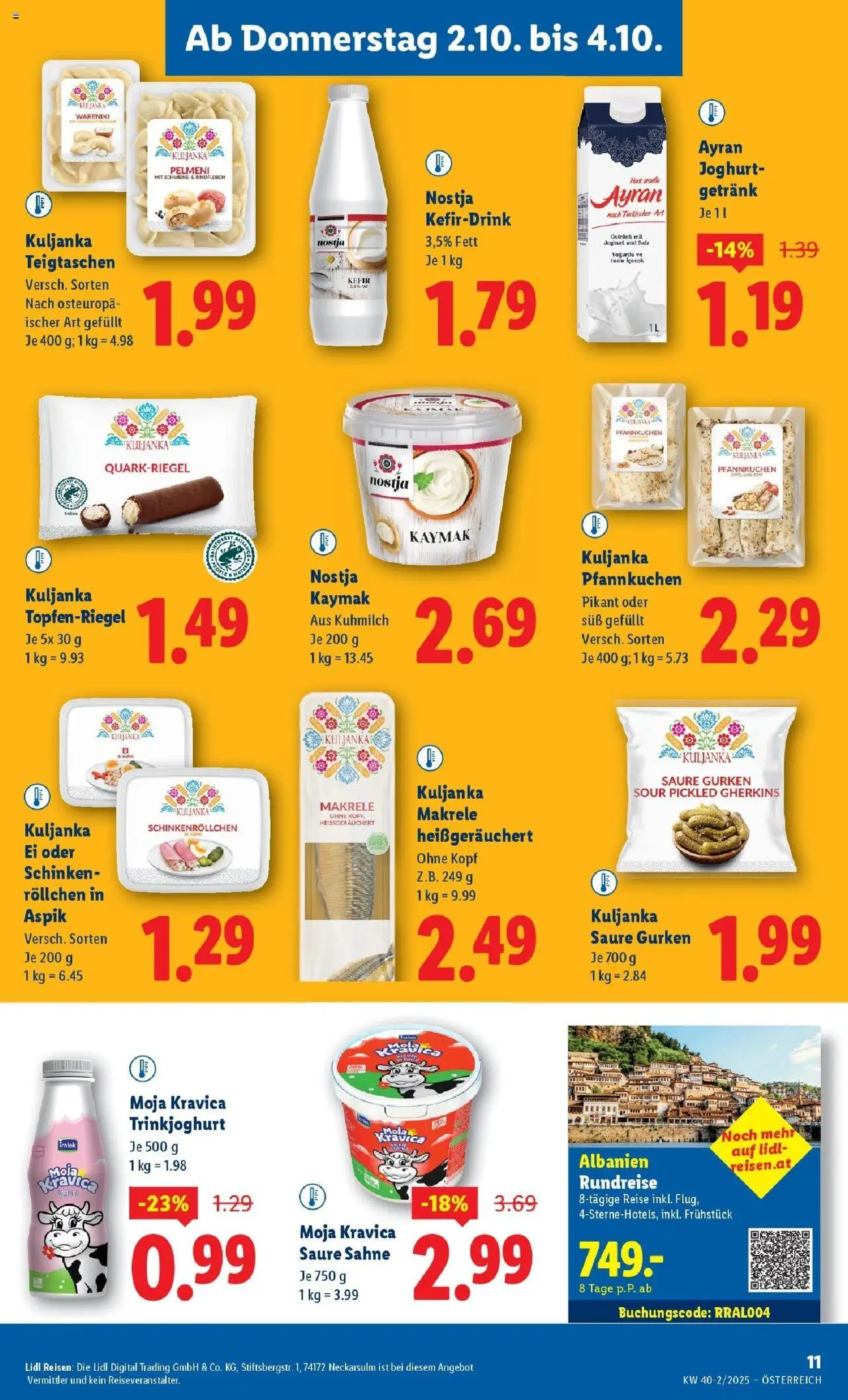Lidl Flugblatt - Wien, Langenzersdorf, Zwettl gültig ab 02.10.2025 | Seite: 13 | Produkte: Sahne, Gurken, Salz, Joghurt