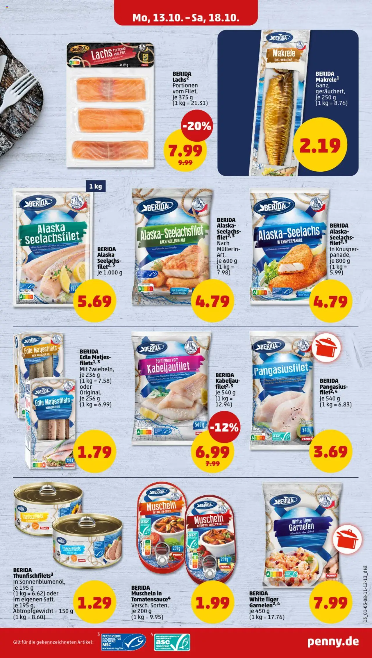 Penny Prospekt 	 – gültig ab 13.10.2025 | Seite: 17 | Produkte: Tomaten, Garnelen, Lachs