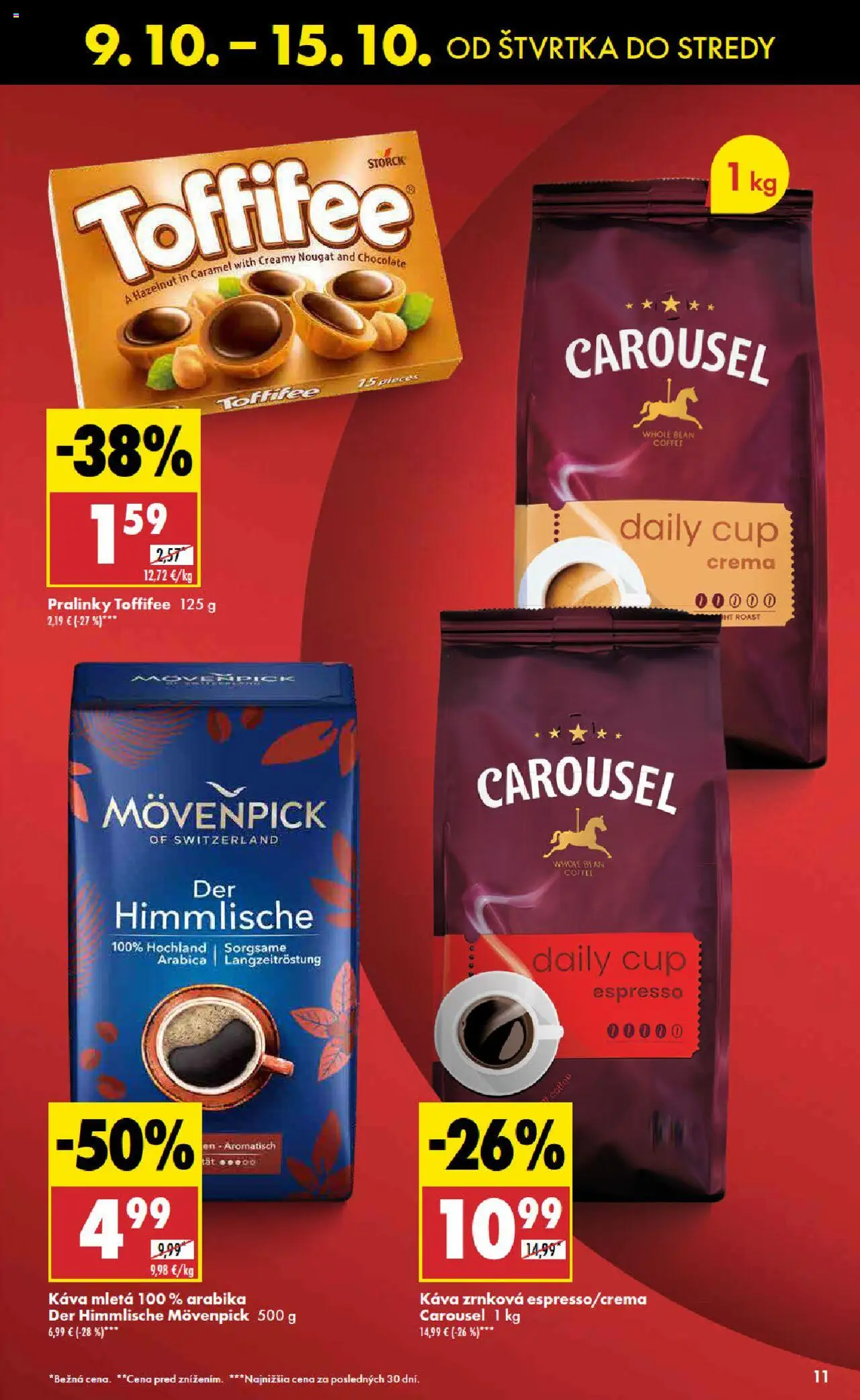Nové Biedronka akcie – leták je platný od 09.10.2025 | Strana: 11 | Produkty: Káva, Toffifee