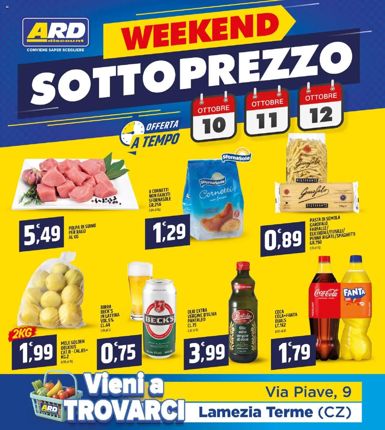Volantino ARD Discount del 02.10.2025 | Pagina: 20 | Prodotti: Mele, Olio, Penne, Coca Cola