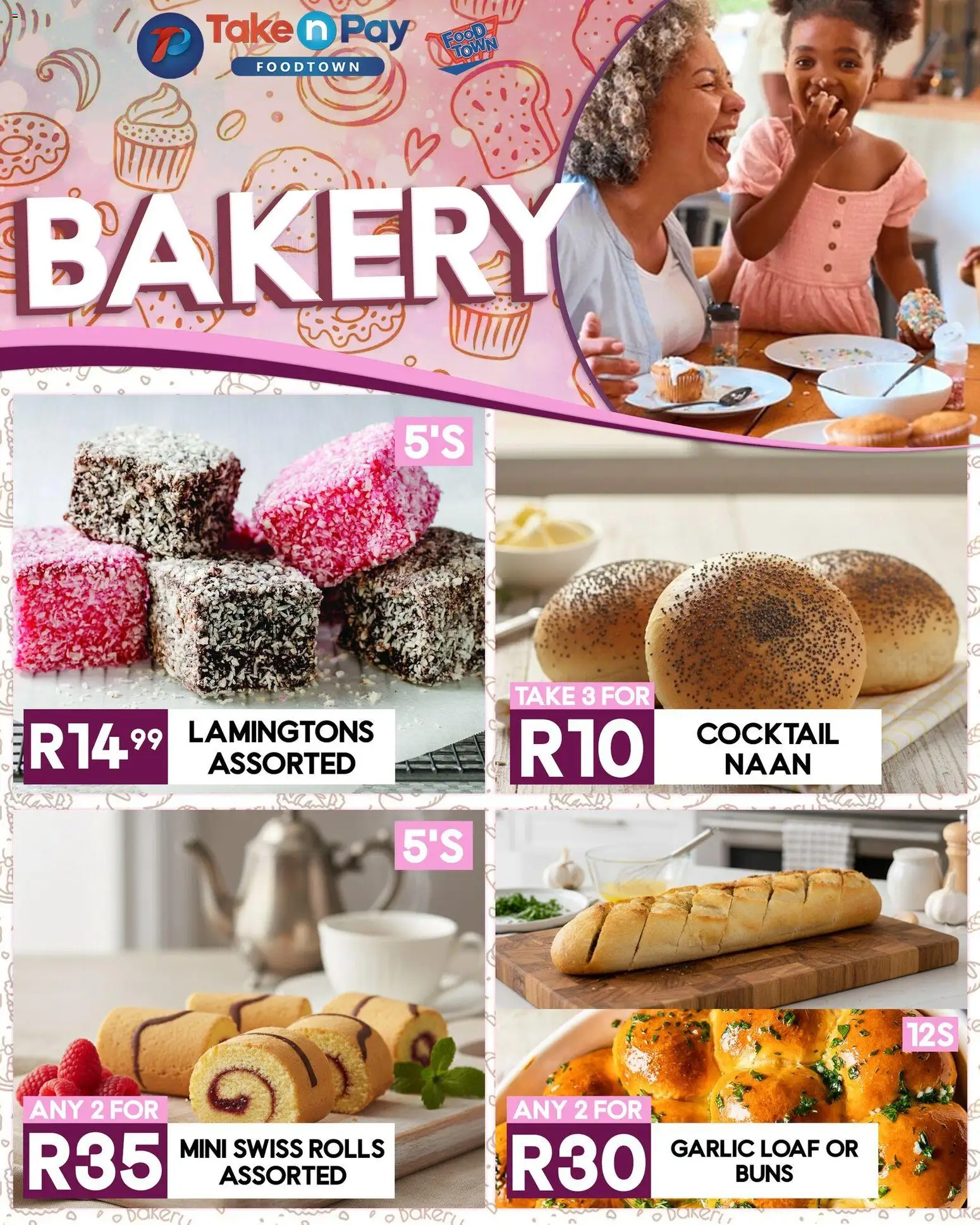 New Take n Pay catalogue – valid from 27.02.2026 | Page: 5 | Products: Bakery, Buns, Garlic