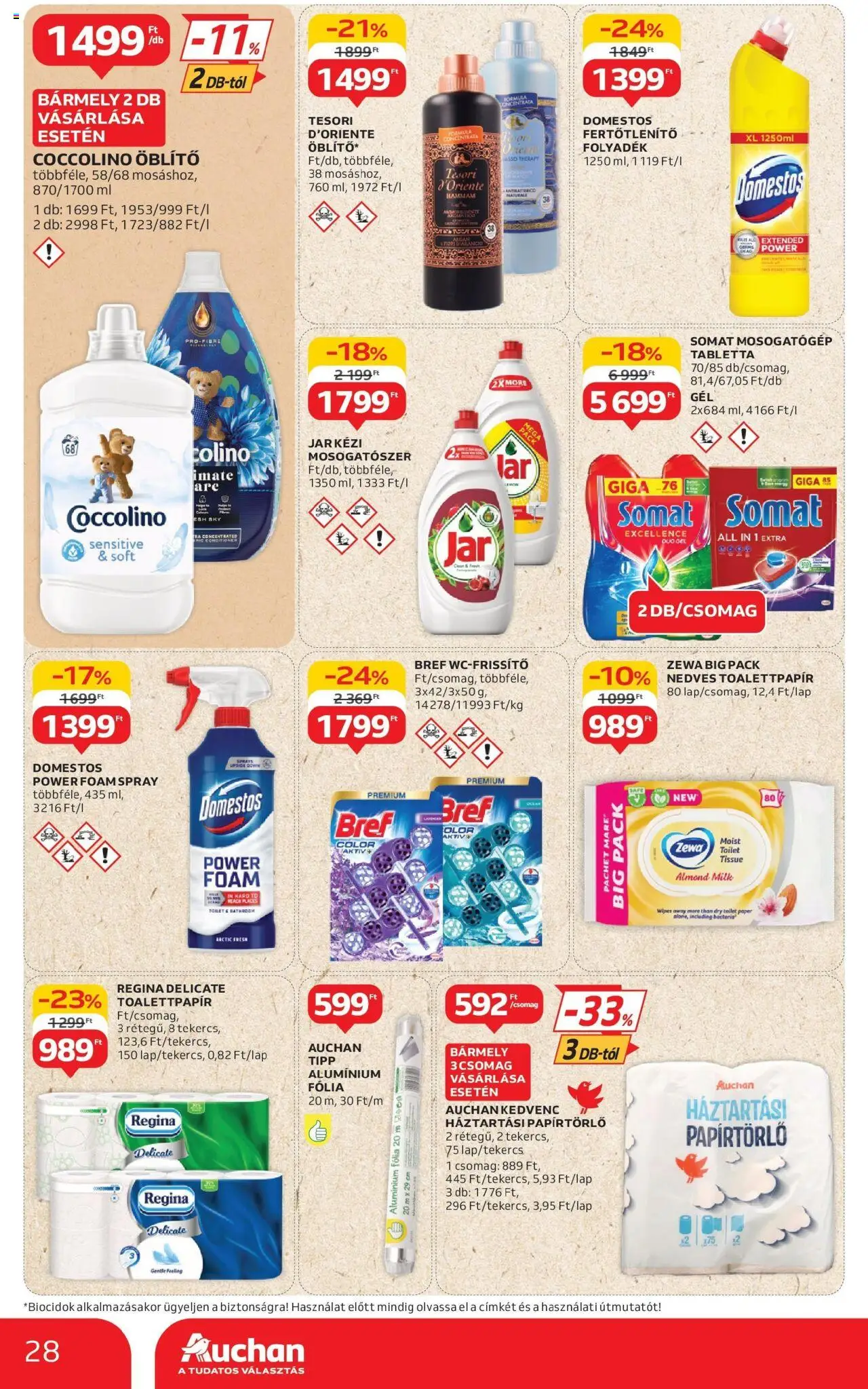 Auchan akciós ujság - amely érvényes a következő dátumtól: 12.06.2025 | Oldal: 28 | Termékek: Somat, Papírtörlő, Öblítő, Mosogatógép tabletta