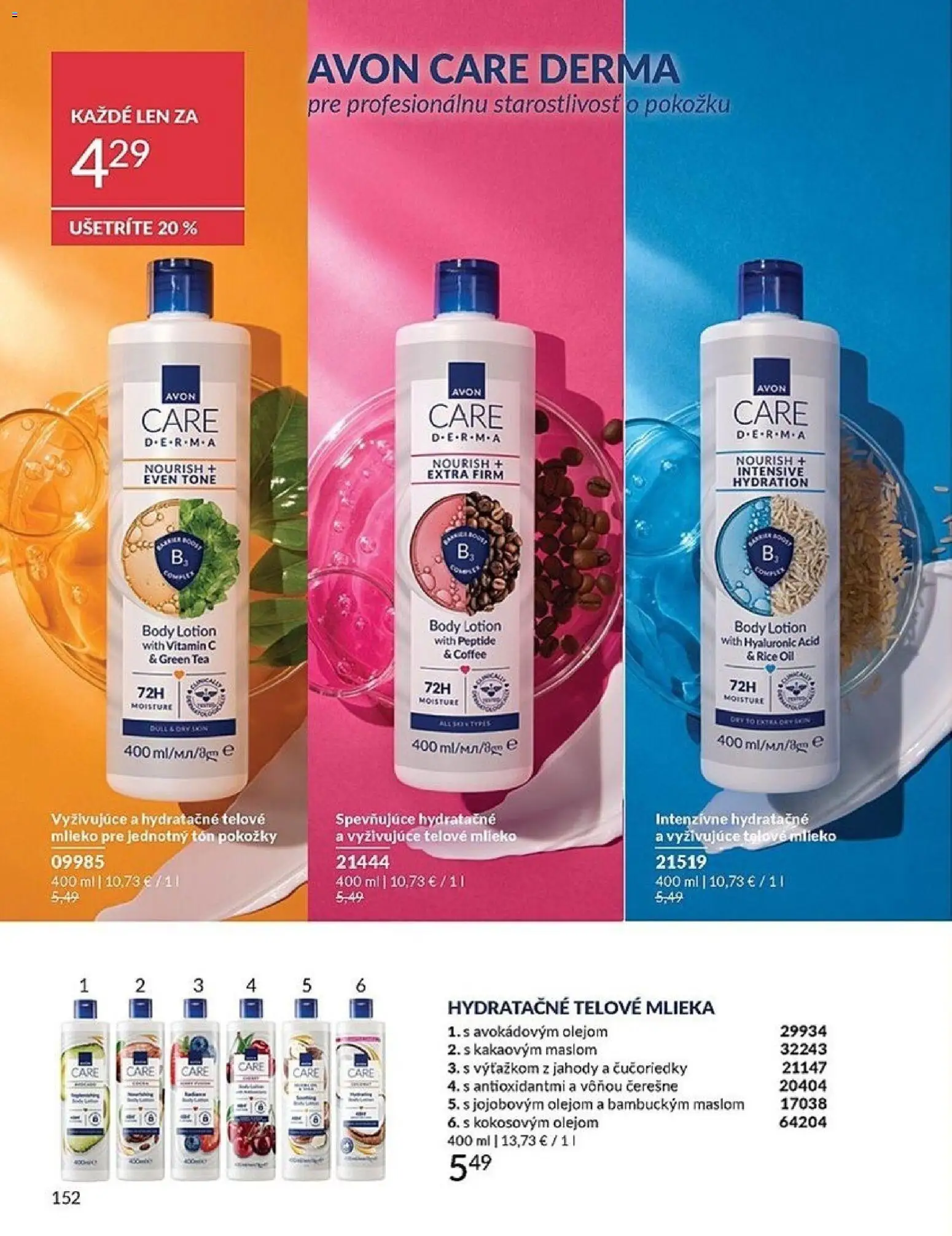 Nové Avon akcie – leták je platný od 01.05.2026 | Strana: 152 | Produkty: Mlieko, Telové mlieko, Čučoriedky, Čerešne