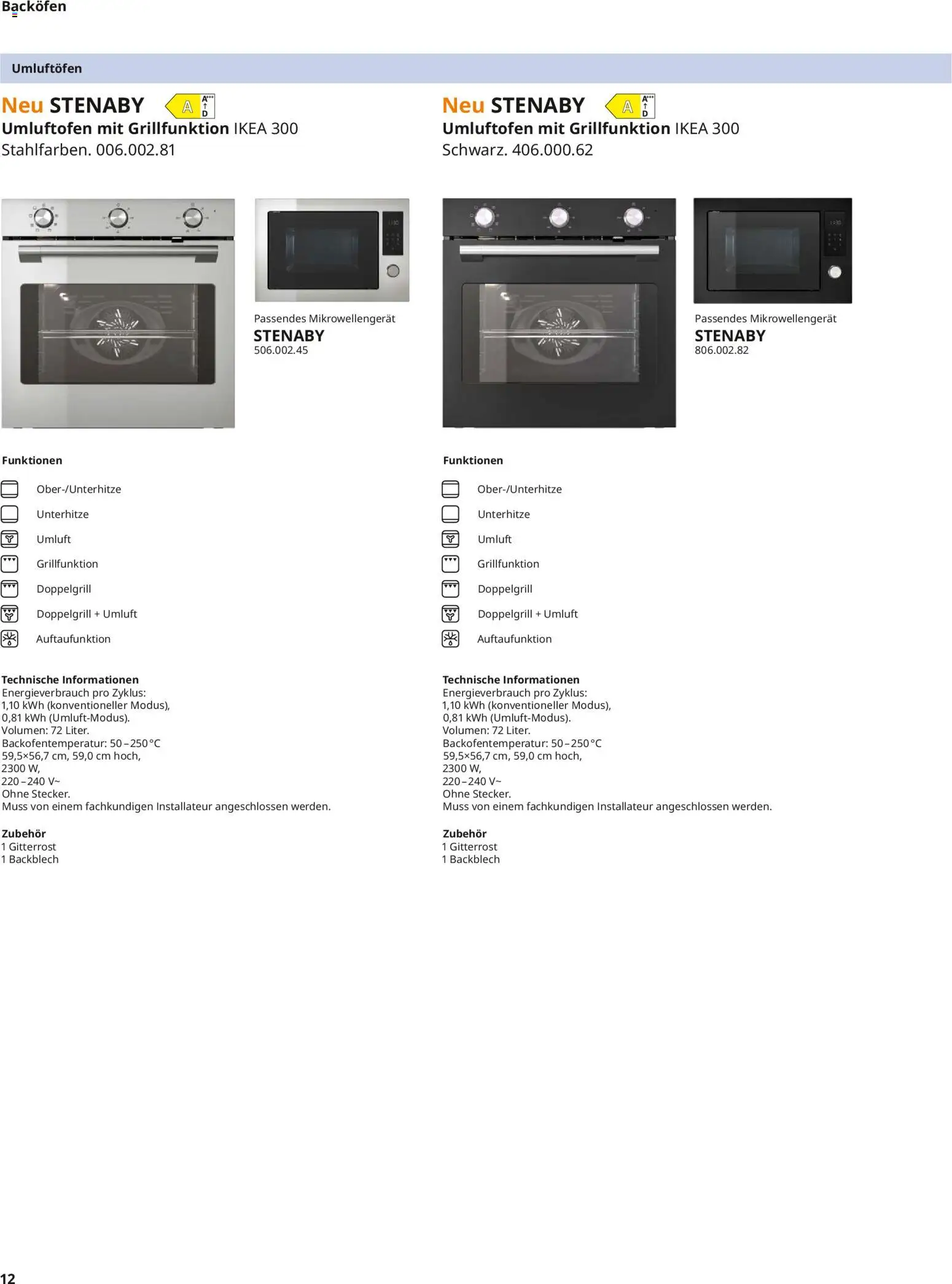Ikea Elektrogeräte – gültig ab 10.04.2026 | Seite: 12 | Produkte: Backofen