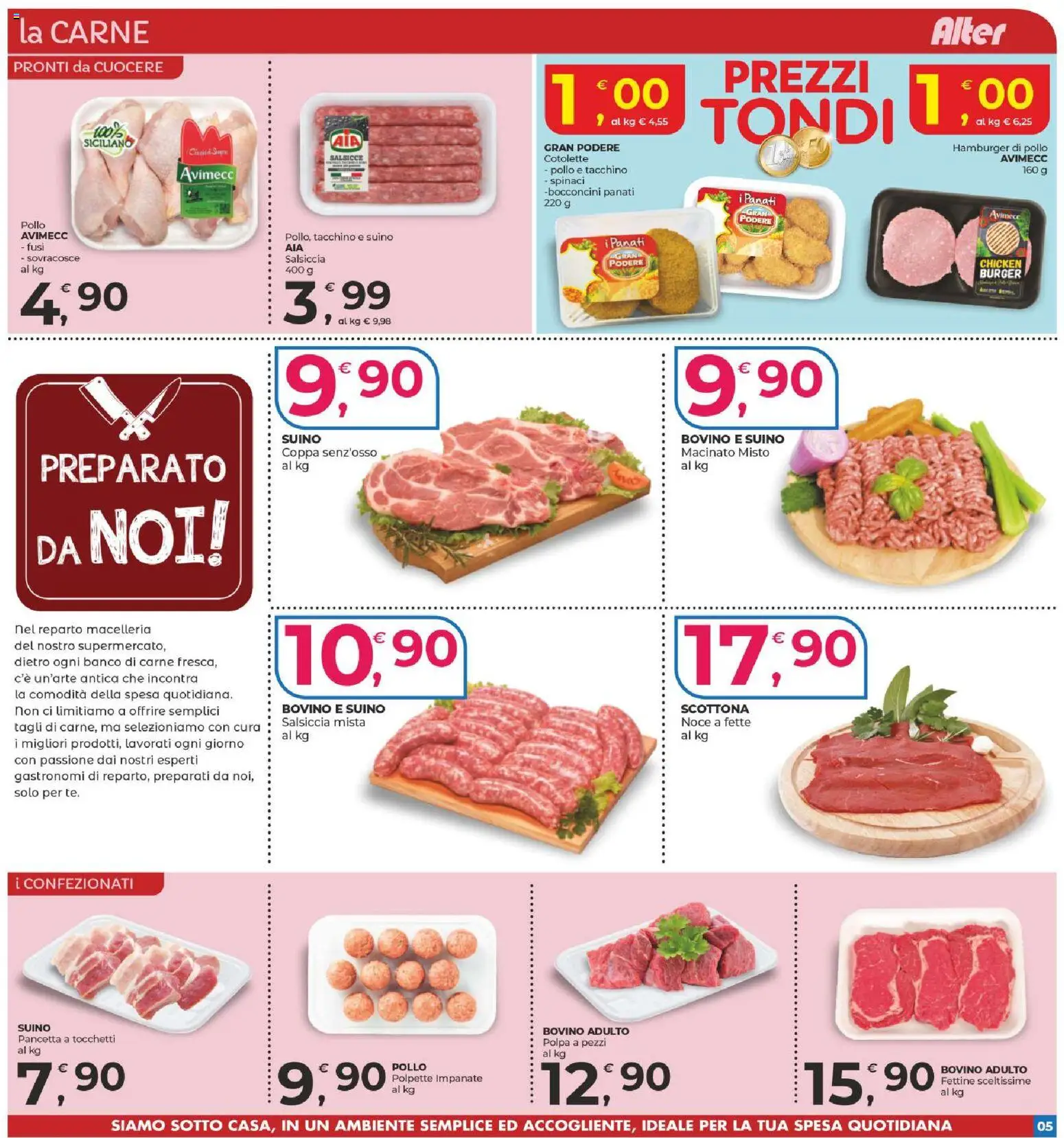 Volantino Alter Discount del 23.01.2026 | Pagina: 5 | Prodotti: Bovino, Pollo, Suino, Spinaci