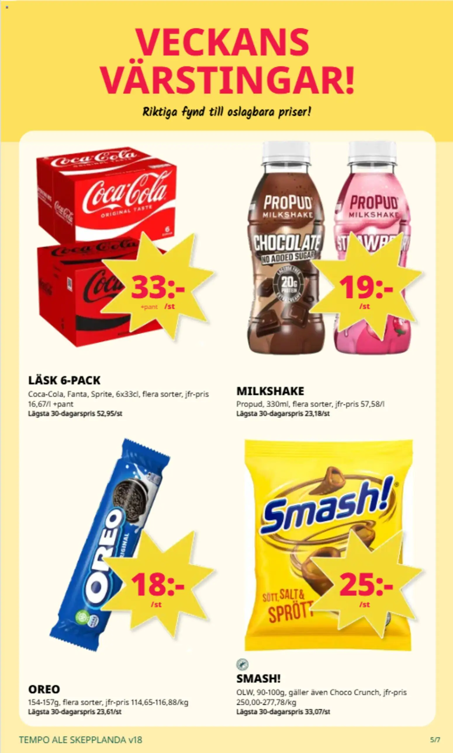 Tempo reklamblad aktuell från 27.04.2026 | Sida: 5 | Produkter: Salt, Galler, Oreo, Coca cola