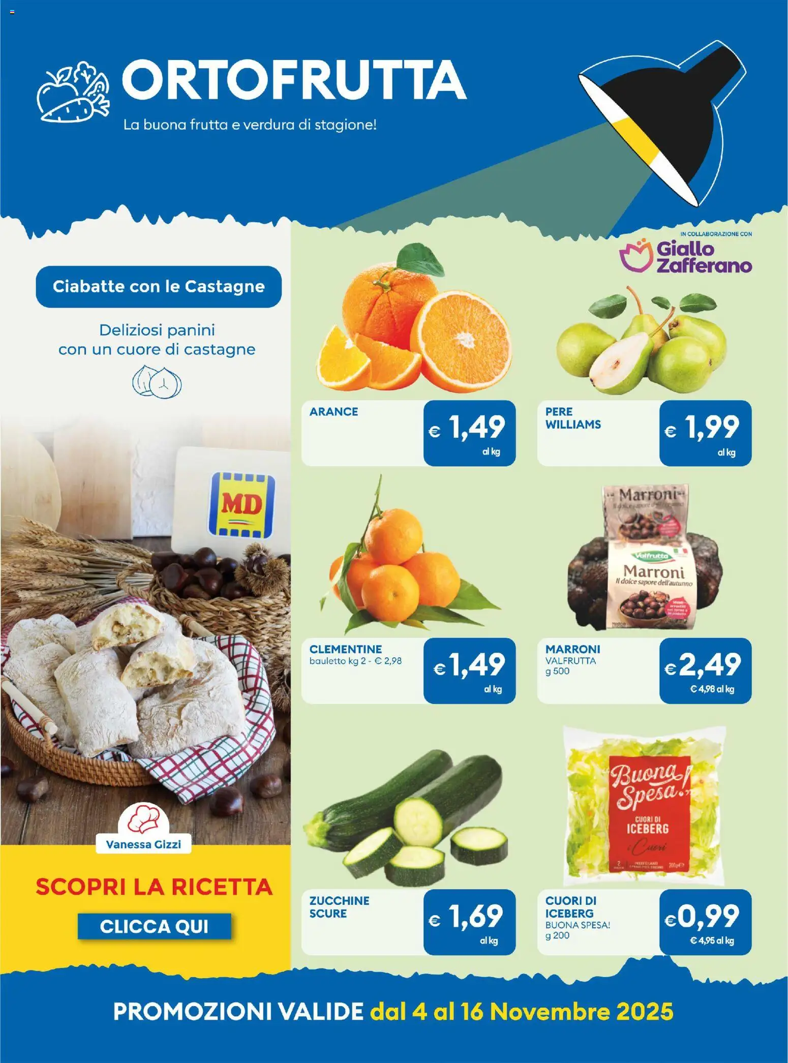 Volantino MD Discount del 04.11.2025 | Pagina: 19 | Prodotti: Arance, Frutta, Ciabatte, Zucchine