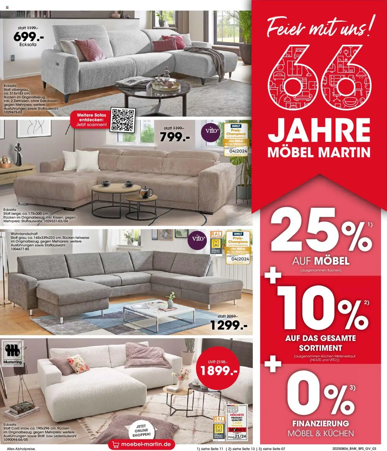 Möbel Martin Prospekt 	 - gültig ab dem 06.08.2025 | Seite: 3 | Produkte: Wohnlandschaft, Ecksofa, Kuchen