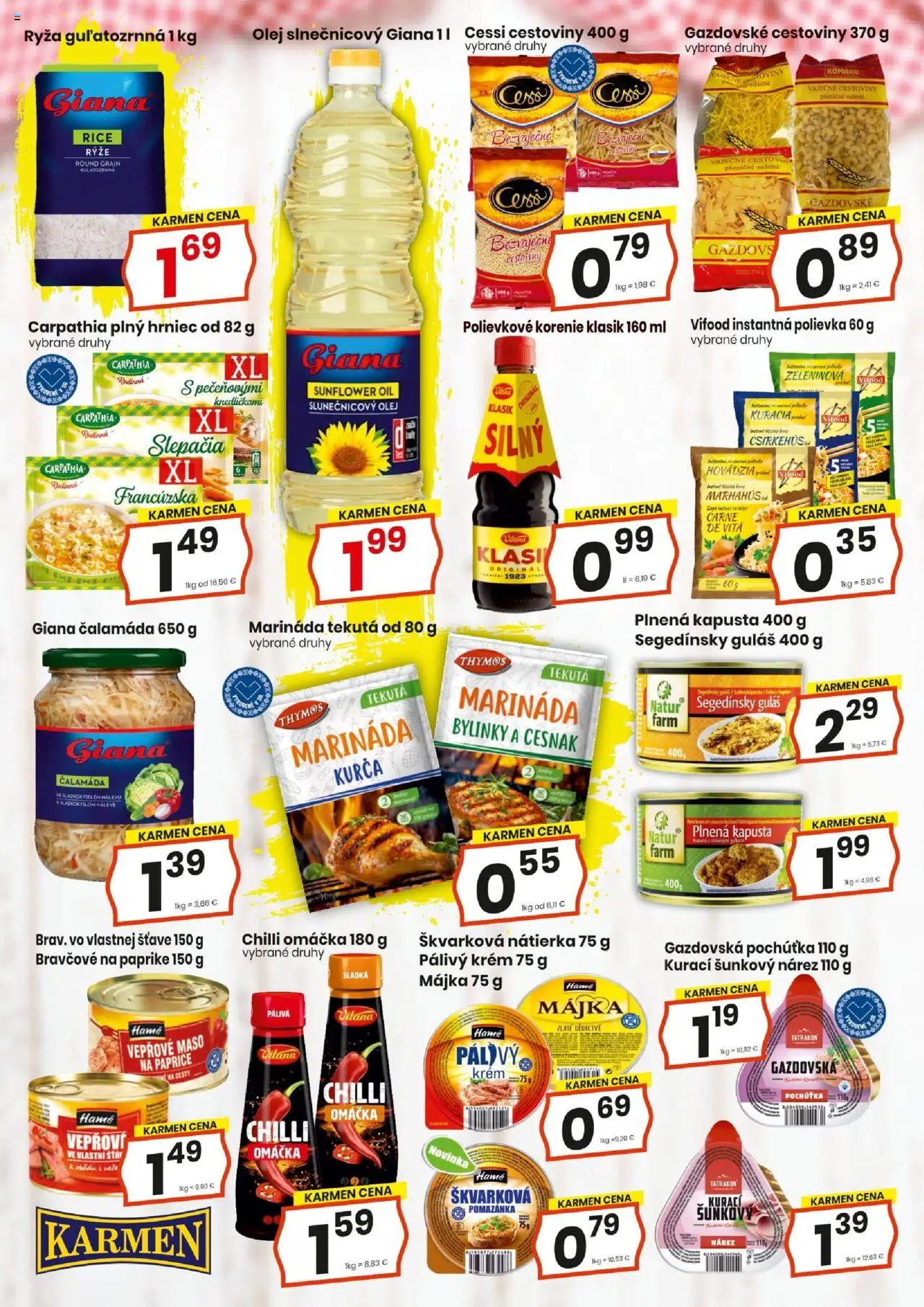 KARMEN CBA maloobchod │ platný od 17.07.2025 | Strana: 9 | Produkty: Kapusta, Korenie, Omáčka, Kurča