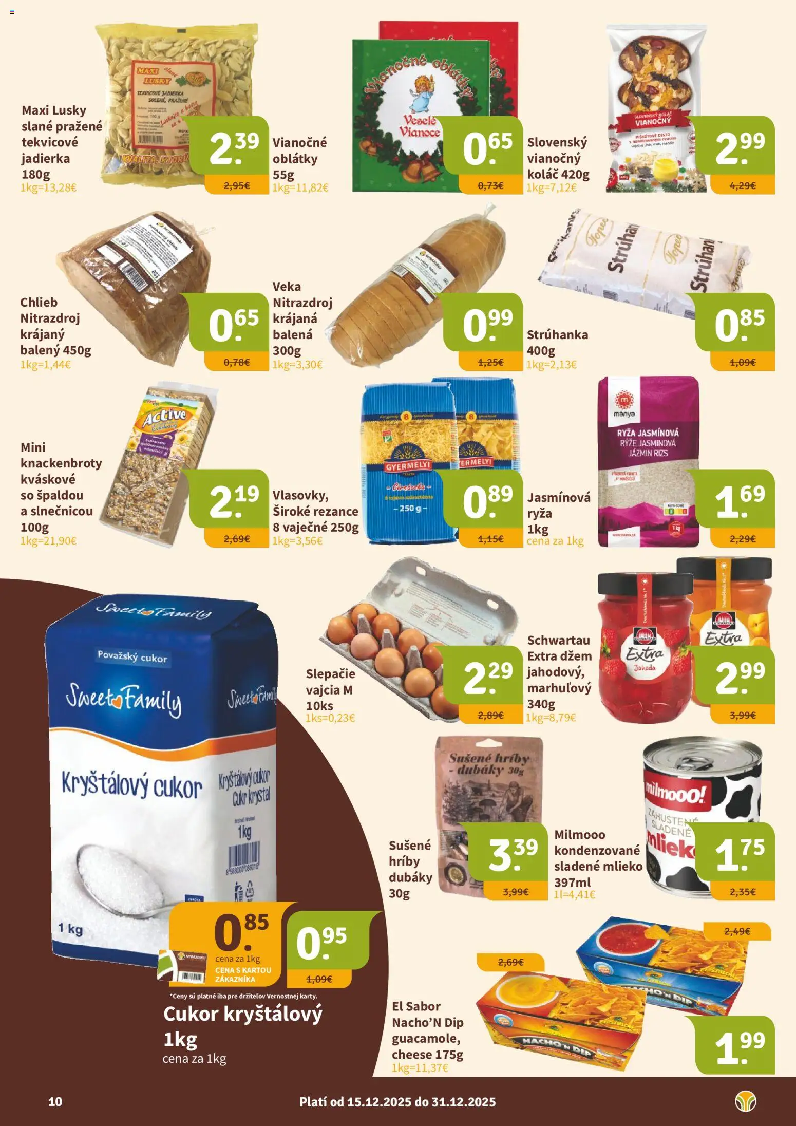 Nové Nitrazdroj akcie – leták je platný od 15.12.2025 | Strana: 10 | Produkty: Mlieko, Ryža, Cukor, Rezance