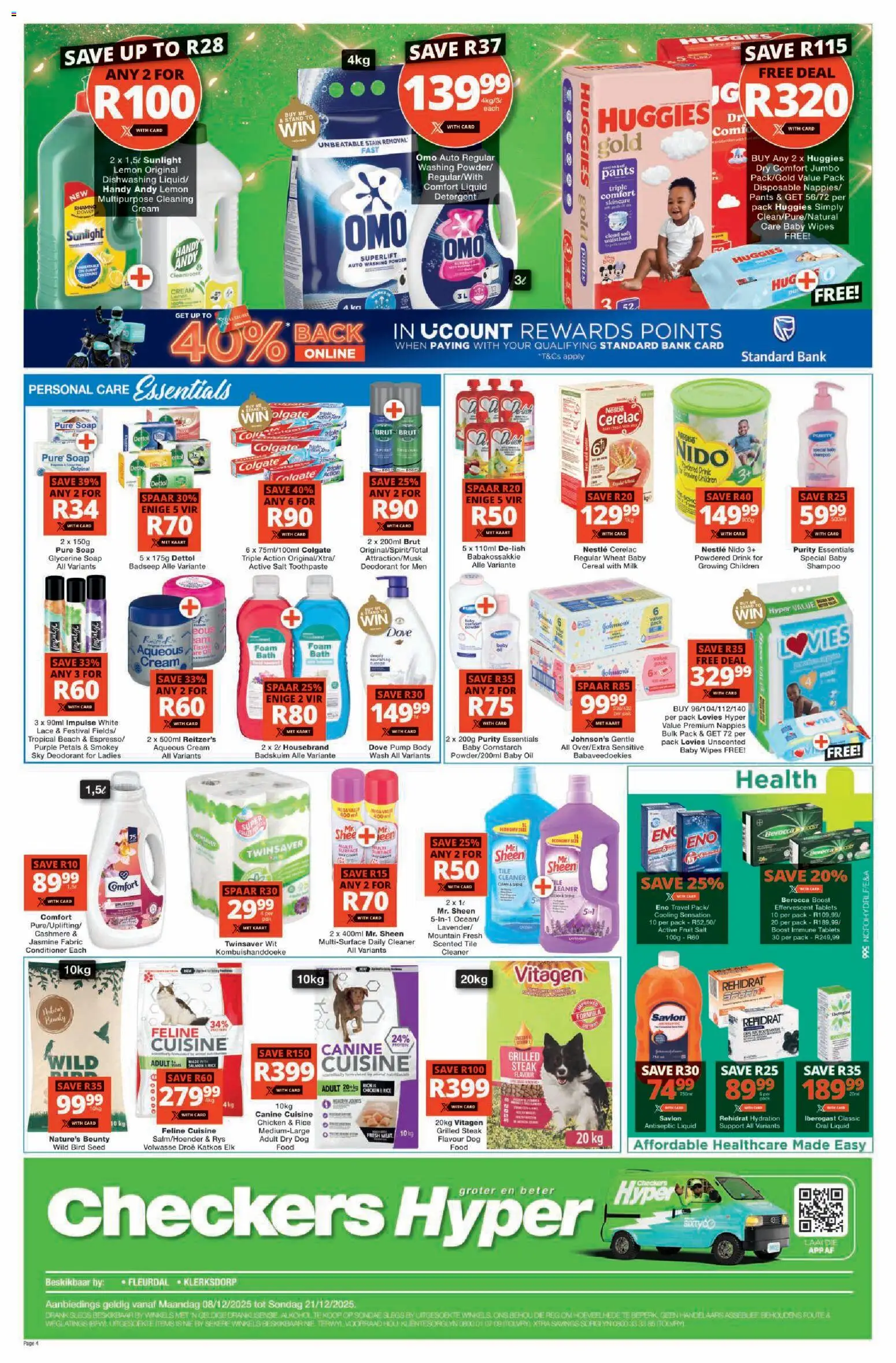 New Checkers catalogue – valid from 08.12.2025 | Page: 4 | Products: Steak, Antiseptic liquid, Toothpaste, Nappies