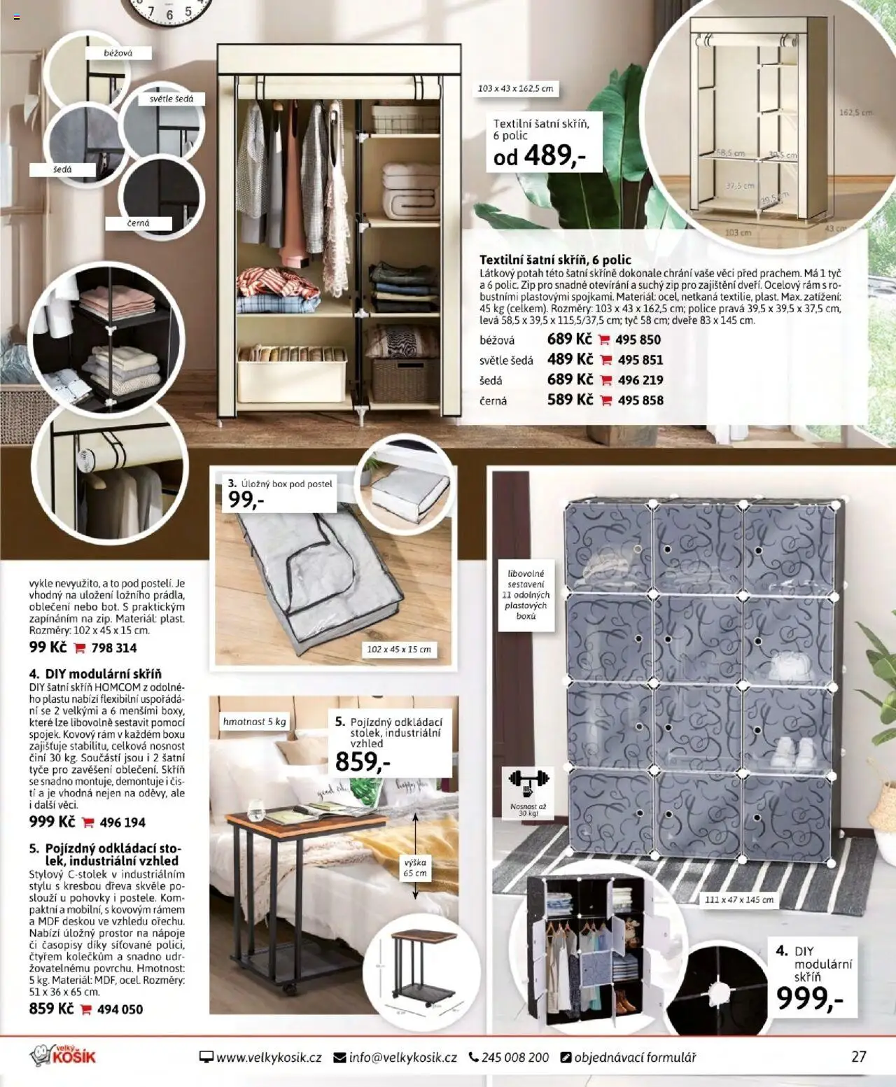 Velký Košík katalog září od 01.09.2025 | Strana: 27 | Produkty: Úložný box, Skříně, Úložný box pod postel, Police