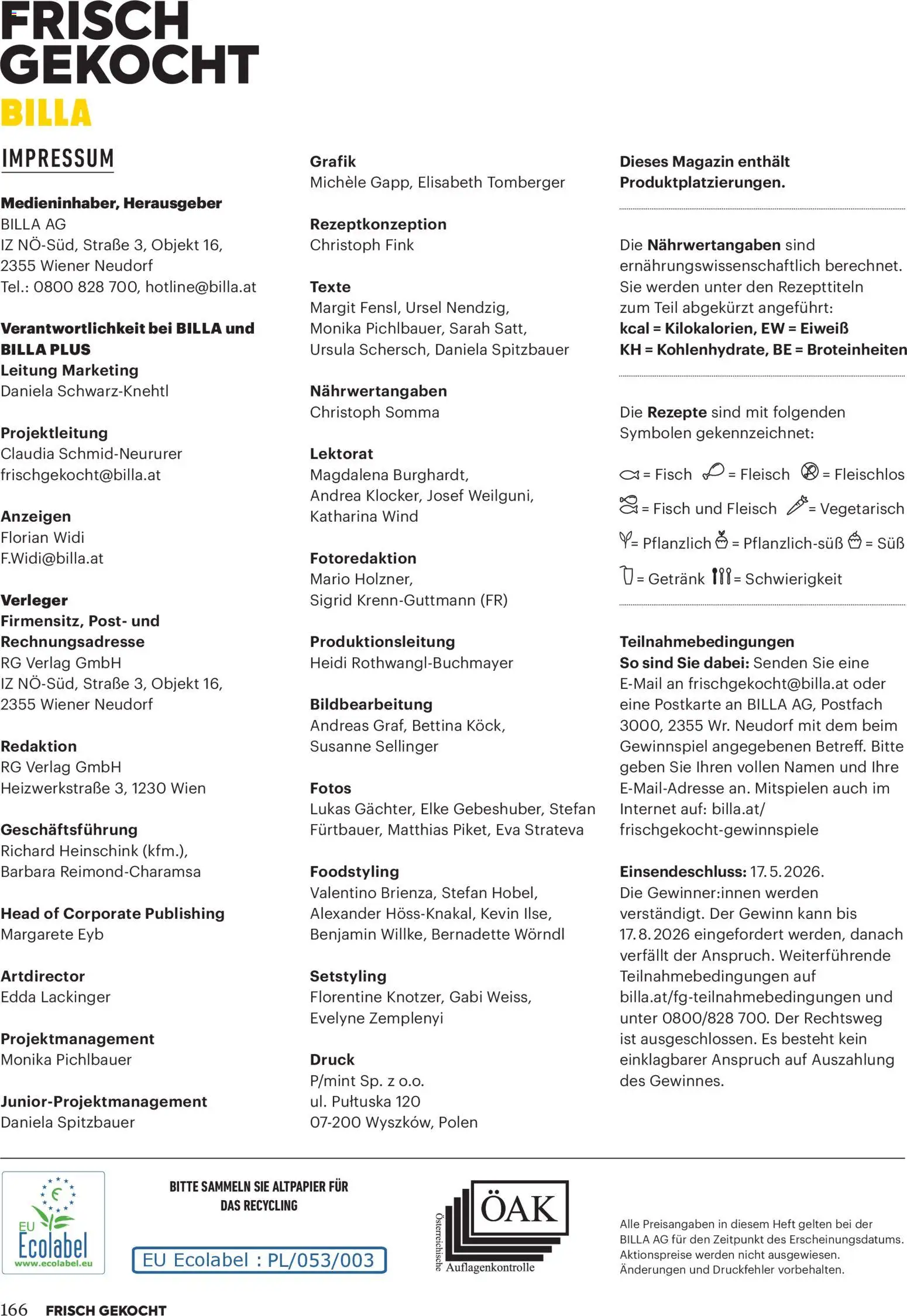 Billa Frisch Gekocht gültig ab 01.05.2026 | Seite: 166 | Produkte: Fisch