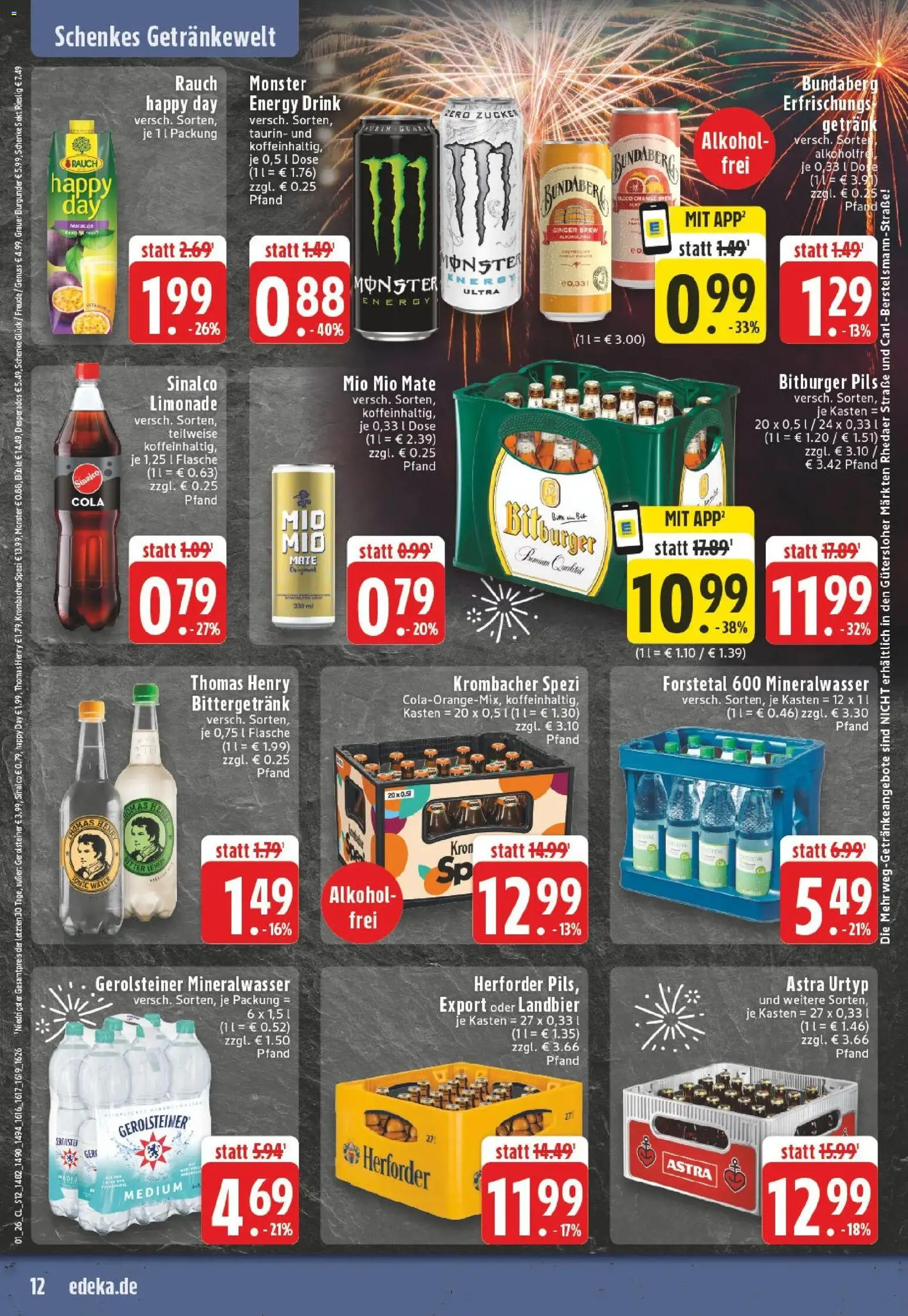 Edeka prospekt Harsewinkel	 – gültig ab 28.12.2025 | Seite: 12 | Produkte: Sinalco, Limonade, Mio mio mate, Gerolsteiner