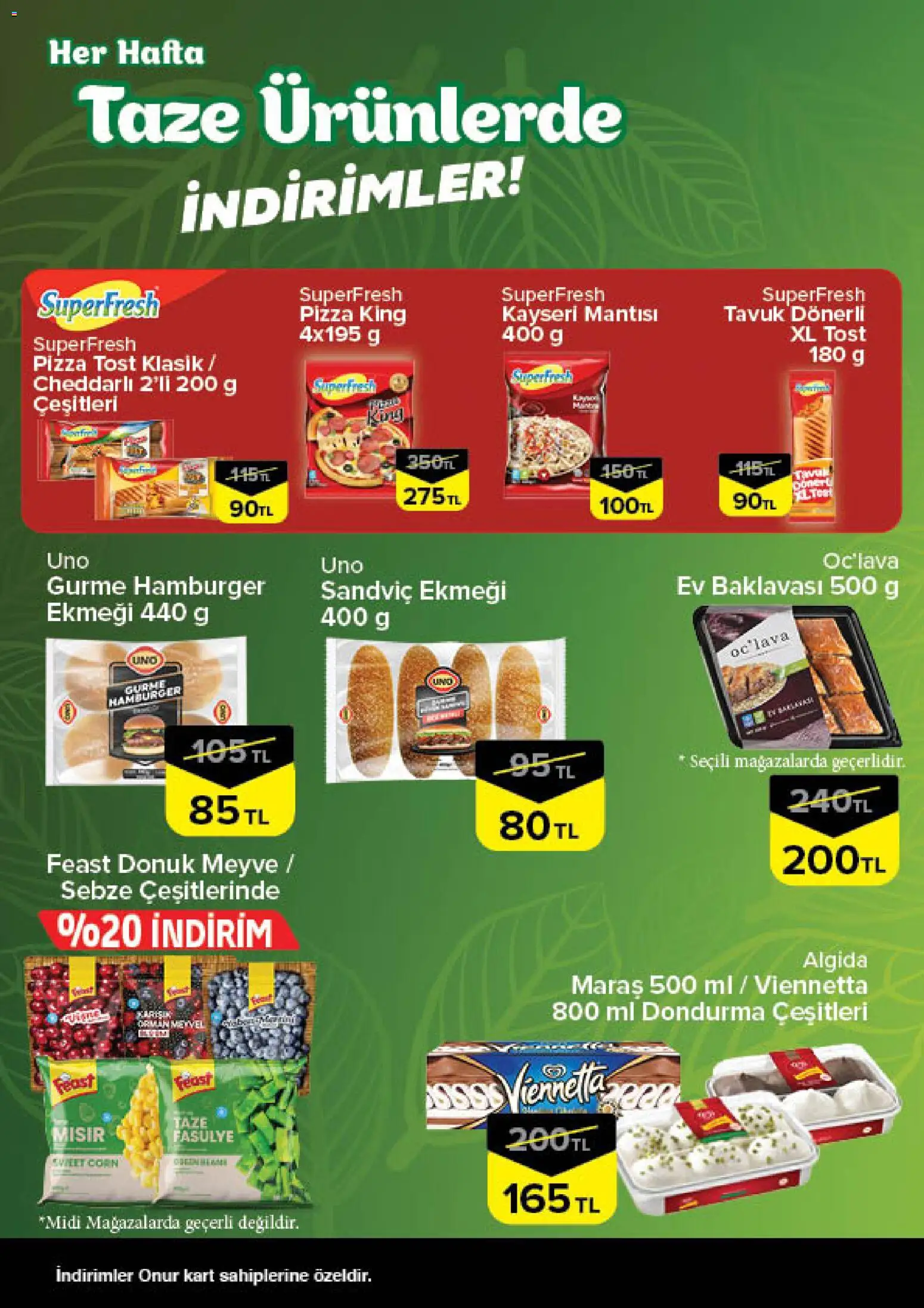 Onur Market - Taze Ürünlerde İndirimler - İstanbul - 12.03.2026 tarihinden itibaren geçerlidir | Sayfa: 4 | Ürünler: Pizza, Dondurma, Sebze, Mısır