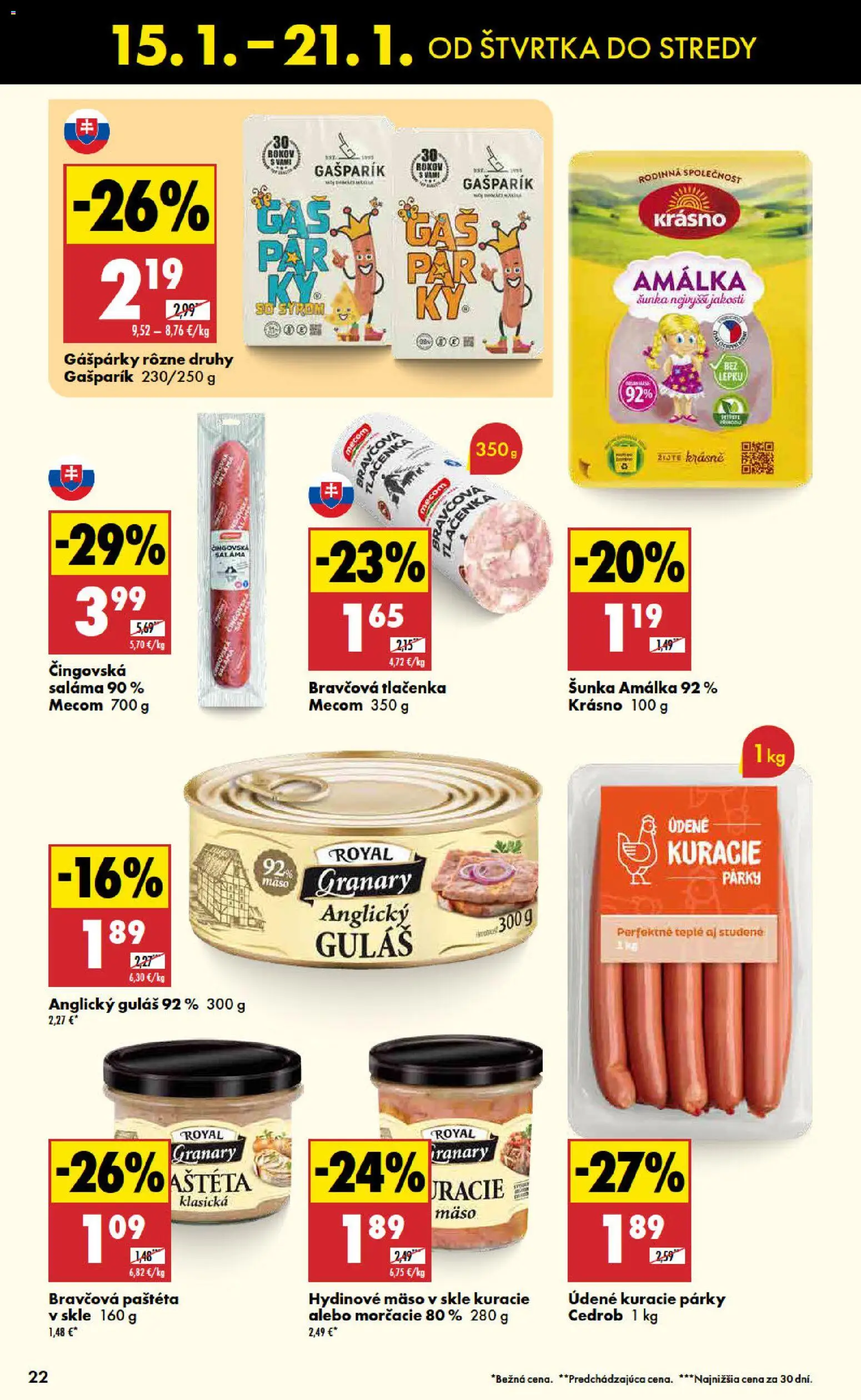 Nové Biedronka akcie – leták je platný od 15.01.2026 | Strana: 22 | Produkty: Saláma, Šunka, Párky