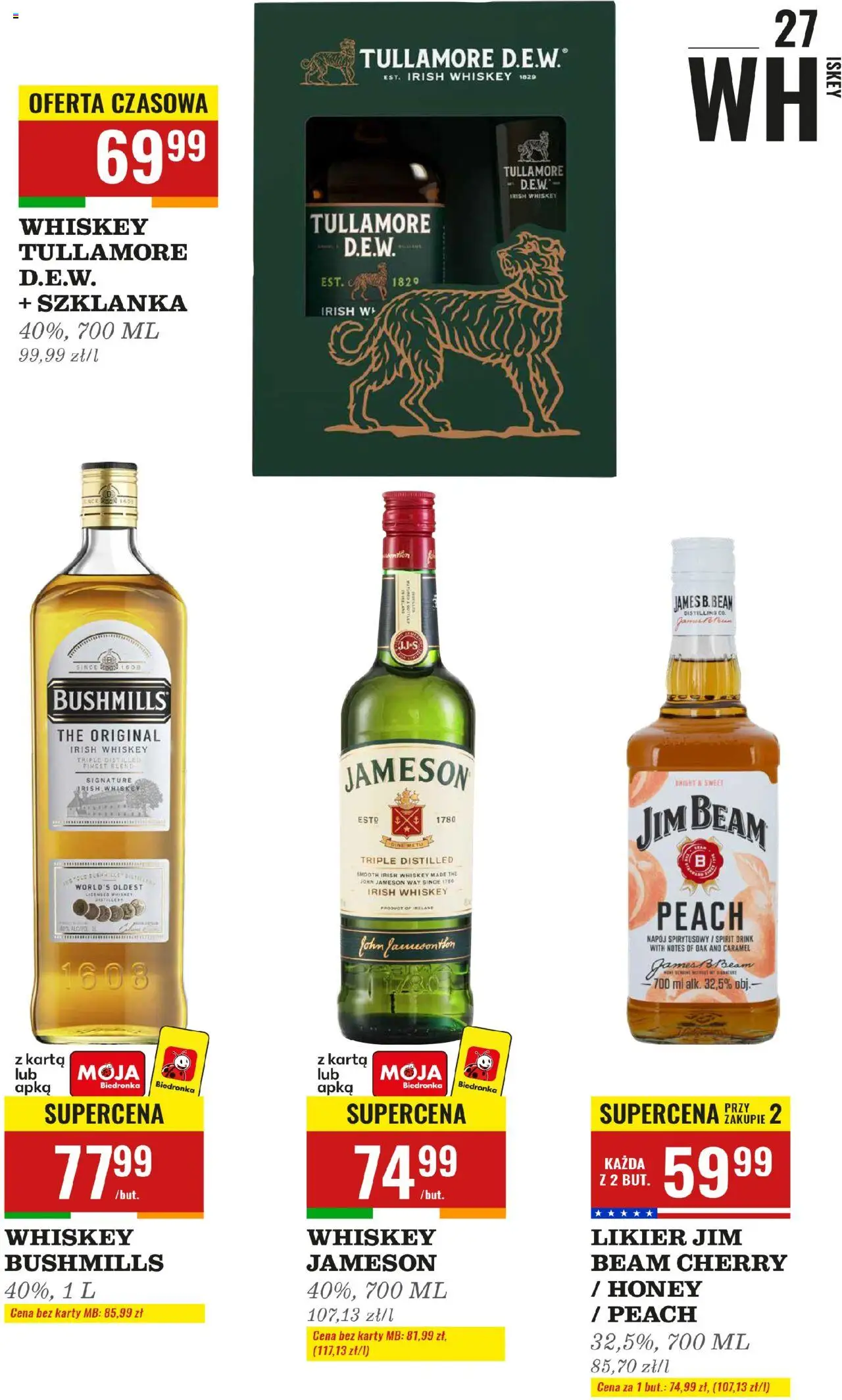 Biedronka gazetka - Czas na toast od 20.10.2025 | Strona: 27 | Produkty: Szklanka, Karta, Jameson, Jim Beam