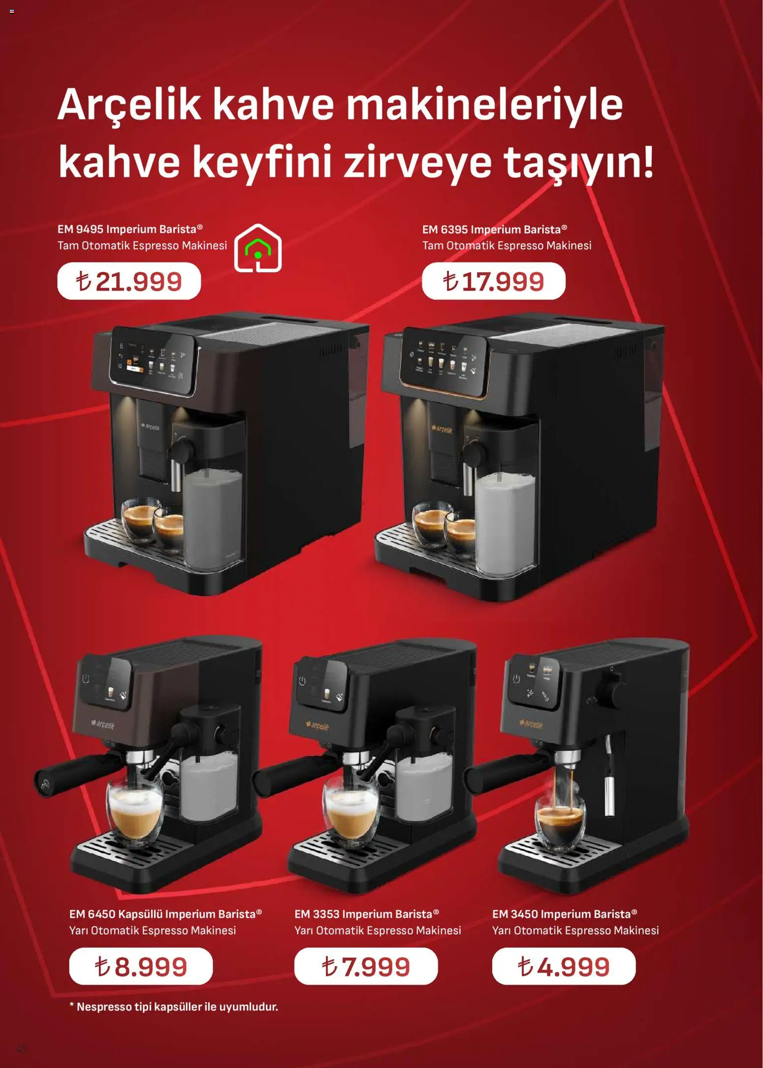 Arçelik Katalog - 16.03.2026 tarihinden itibaren geçerlidir | Sayfa: 45 | Ürünler: Espresso makinesi, Kahve