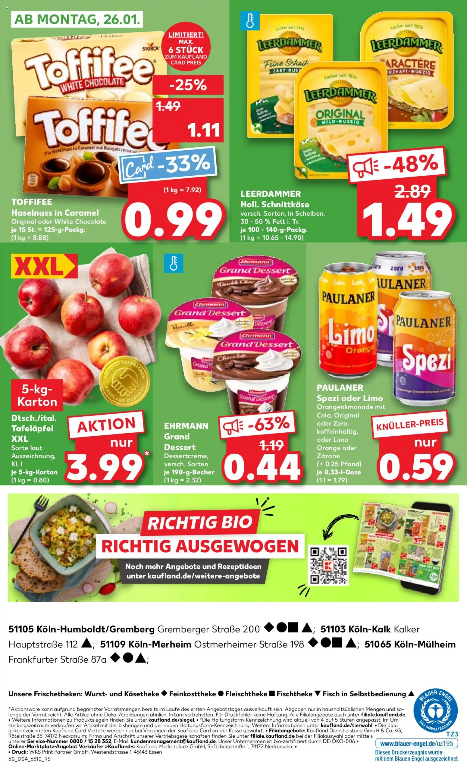Kaufland prospekt Köln	 – gültig ab 22.01.2026 | Seite: 50 | Produkte: Ehrmann grand dessert, Paulaner spezi, Zitrone, Paulaner