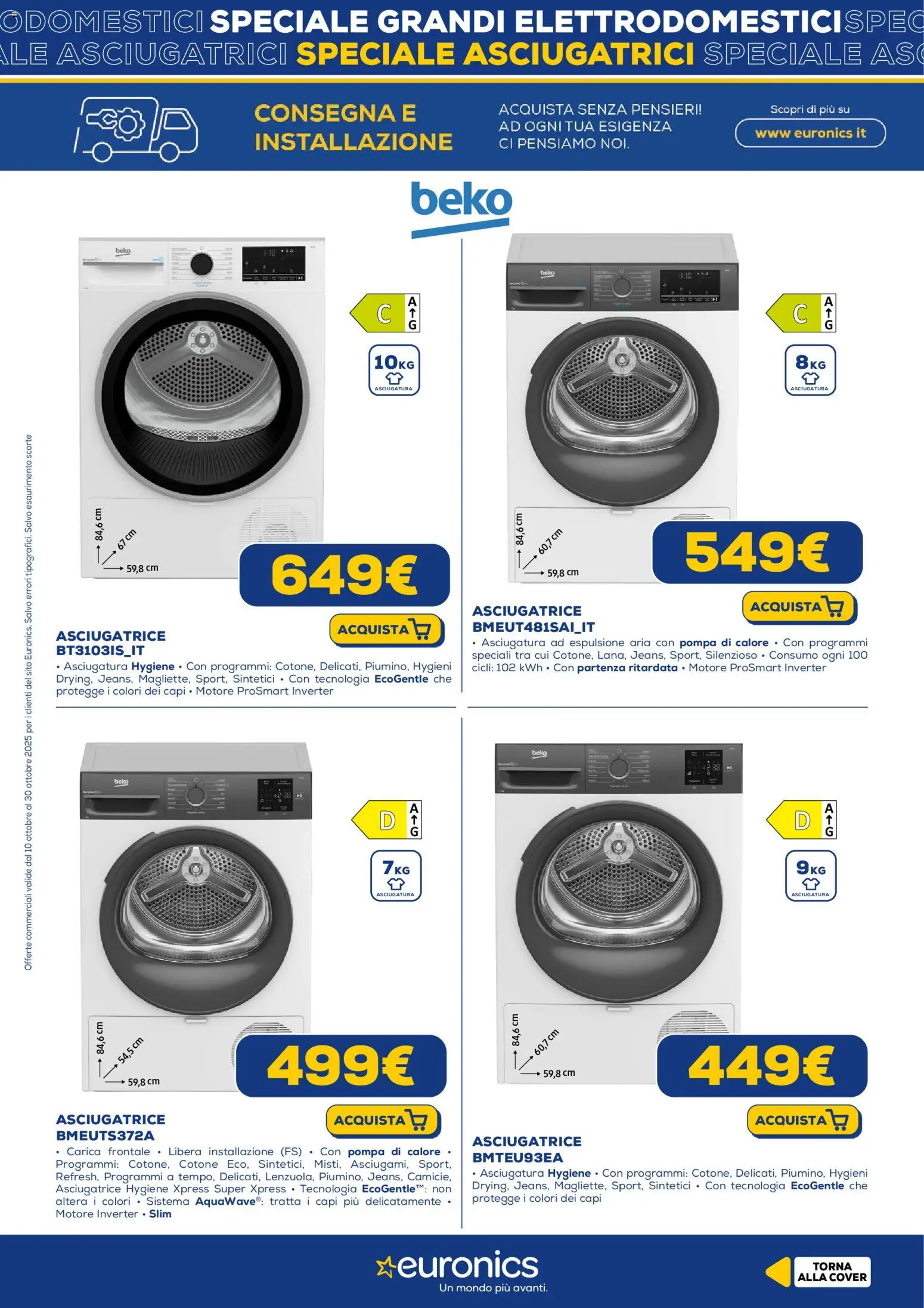 Volantino Euronics del 10.10.2025 | Pagina: 7 | Prodotti: Asciugatrice