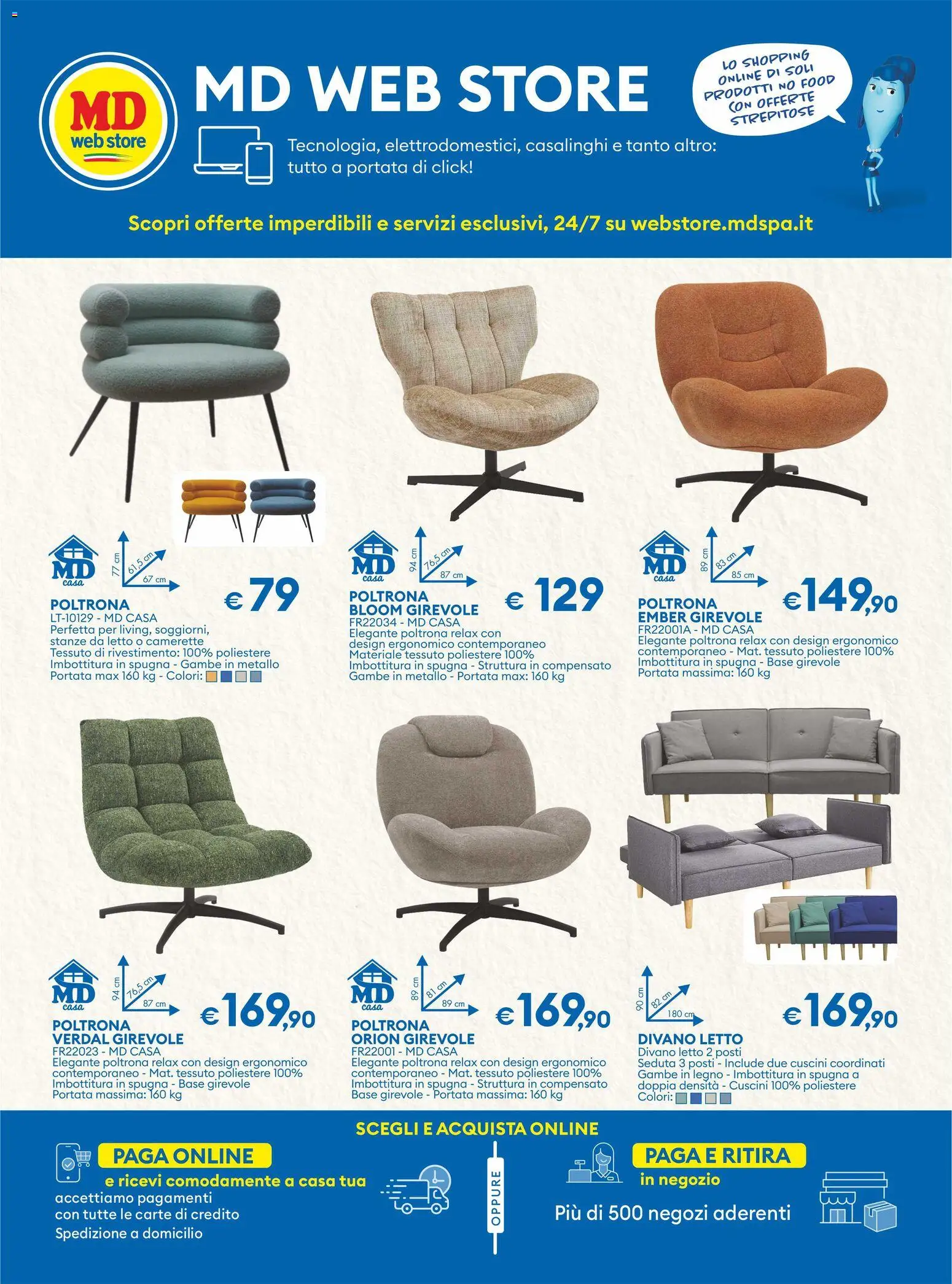 Volantino MD Discount del 24.02.2026 | Pagina: 27 | Prodotti: Spugna, Divano letto, Divano, Poltrona