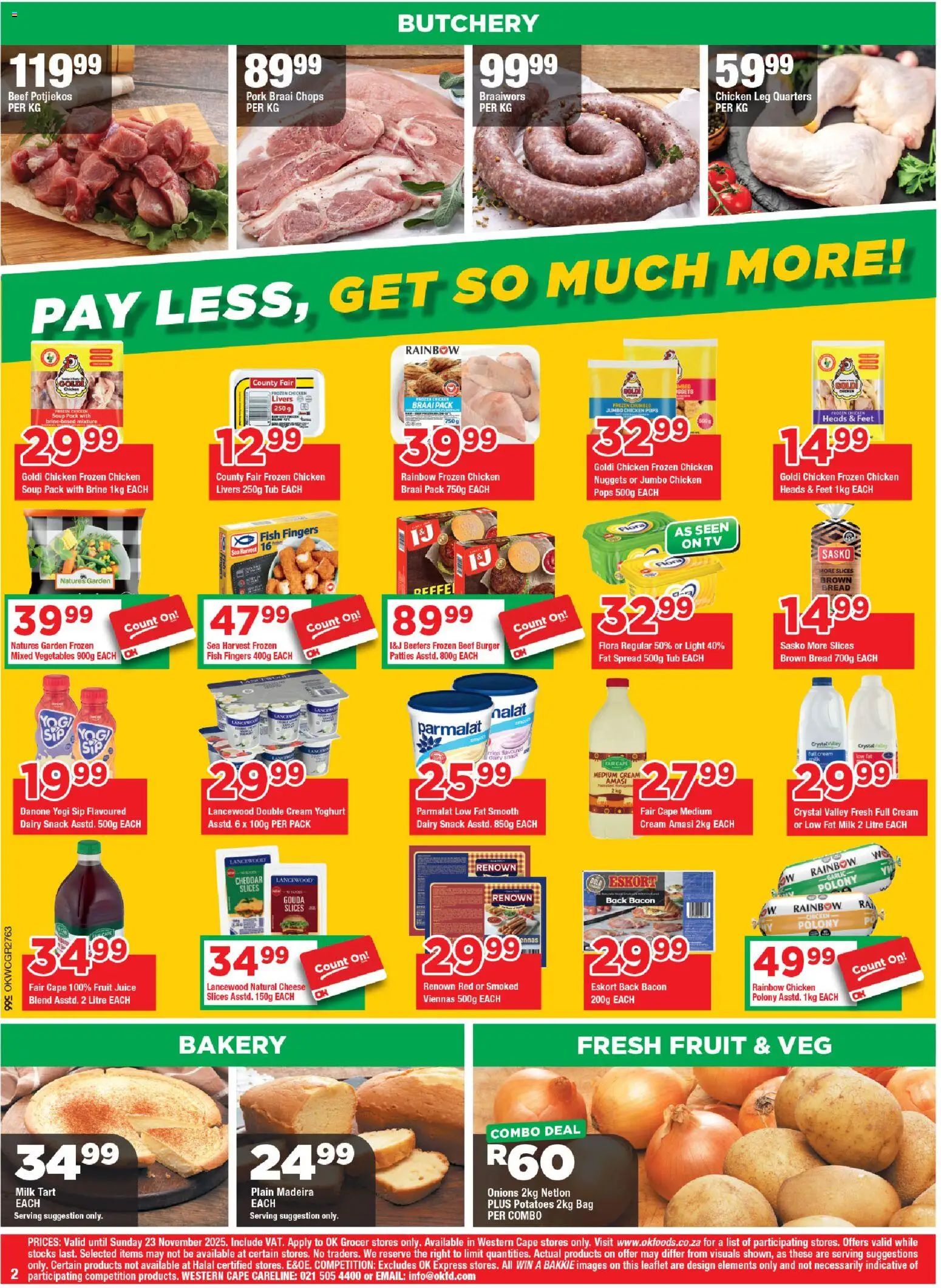 New OK Foods catalogue – valid from 12.11.2025 | Page: 2 | Products: Yoghurt, TV, Polony, Potatoes