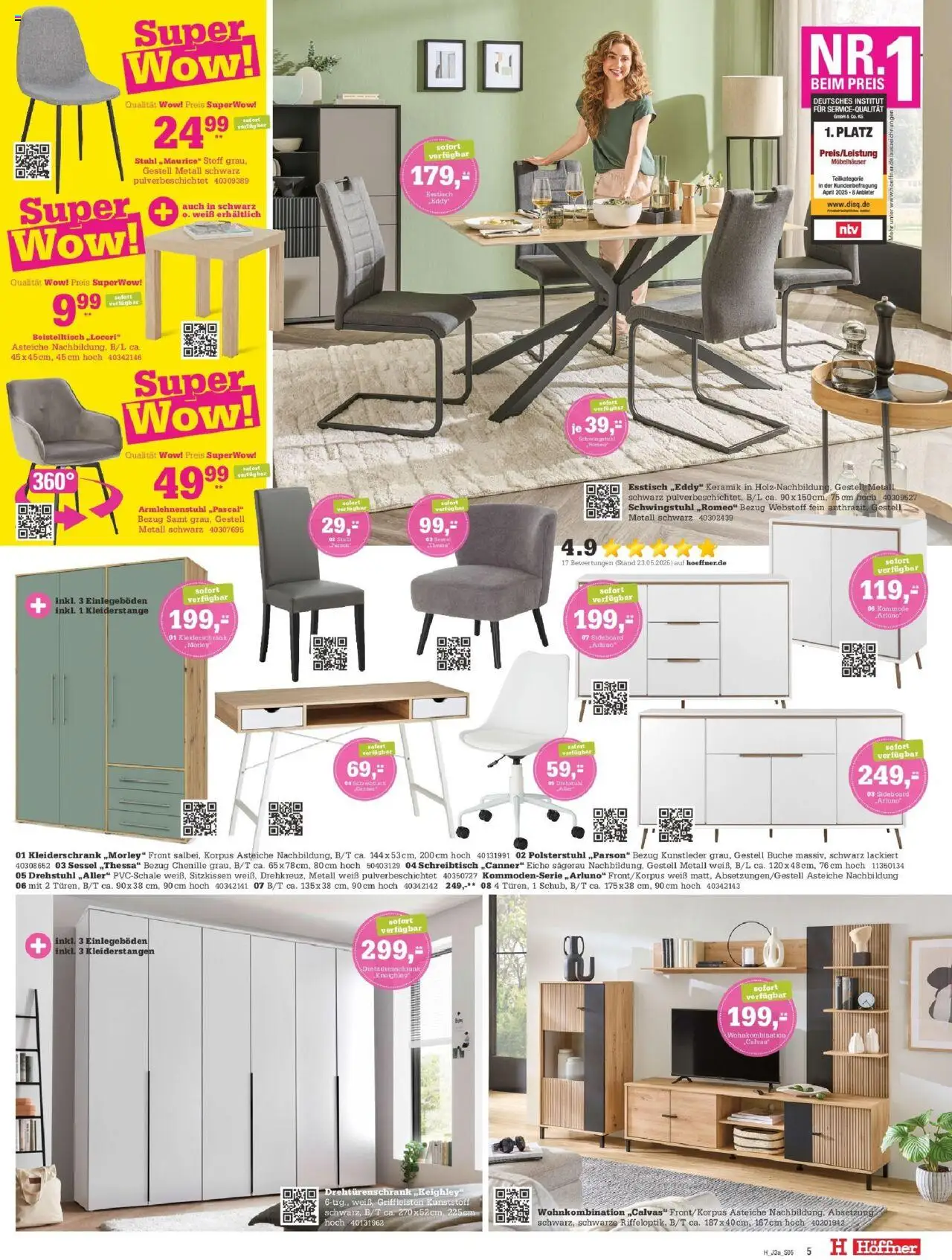 Höffner Prospekt Rösrath, Neuss - gültig ab dem 30.07.2025 | Seite: 5 | Produkte: Beistelltisch, Kleiderschrank, Sessel, Drehtürenschrank