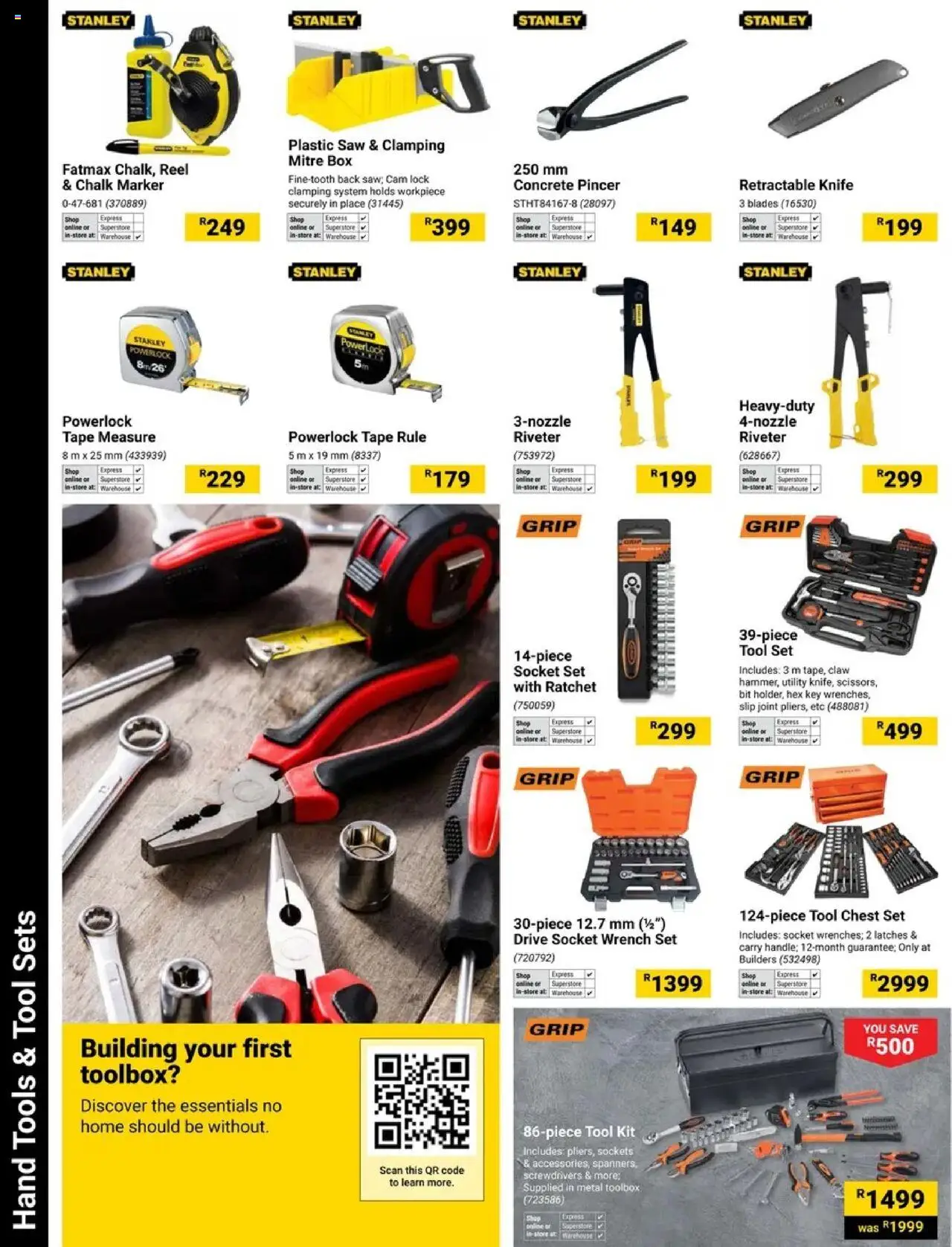 New Builders catalogue – valid from 14.10.2025 | Page: 14 | Products: Lock, Socket, Tape measure, Tape