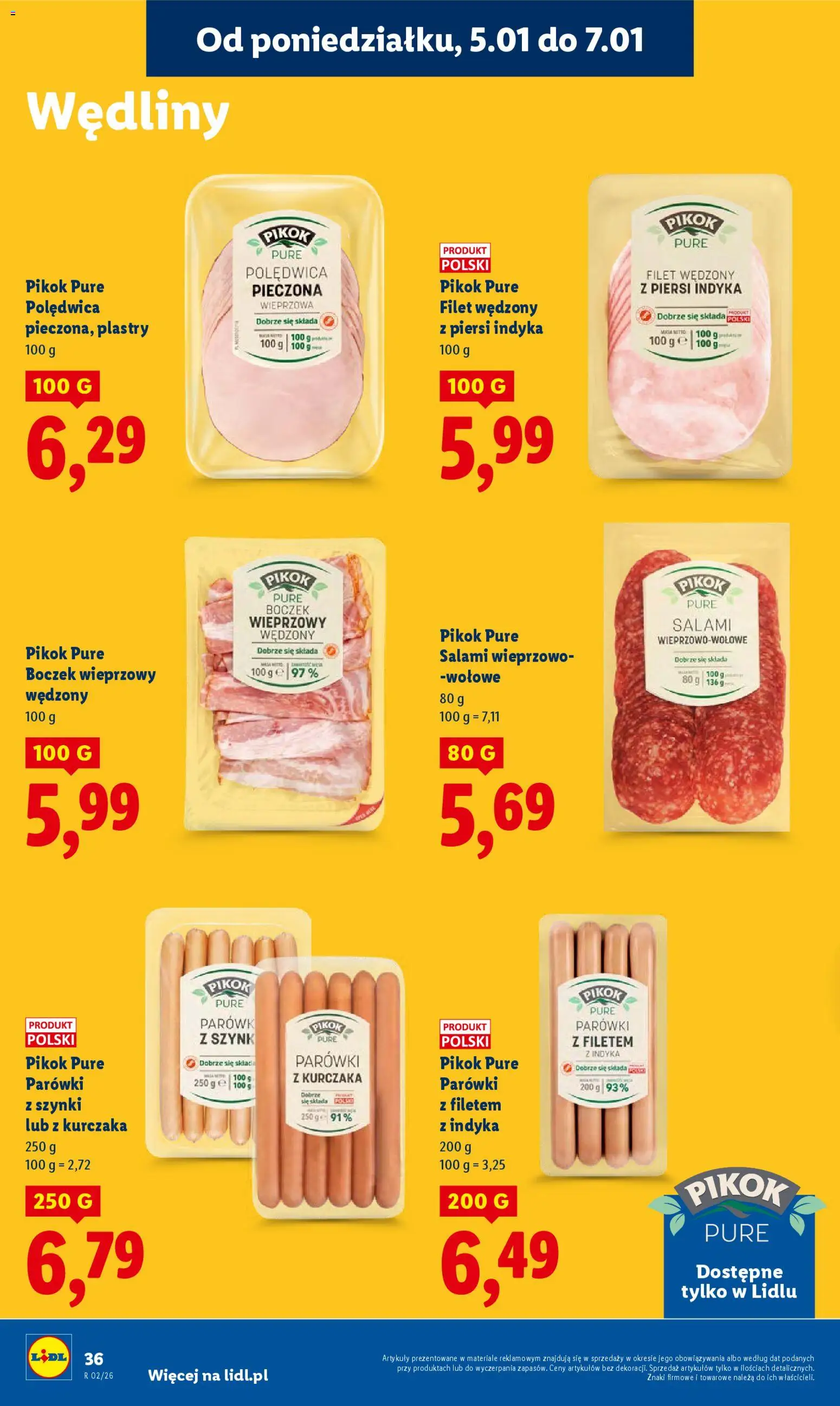 Lidl Gazetka od 05.01.2026 | Strona: 38 | Produkty: Piersi, Boczek wieprzowy, Parówki, Salami