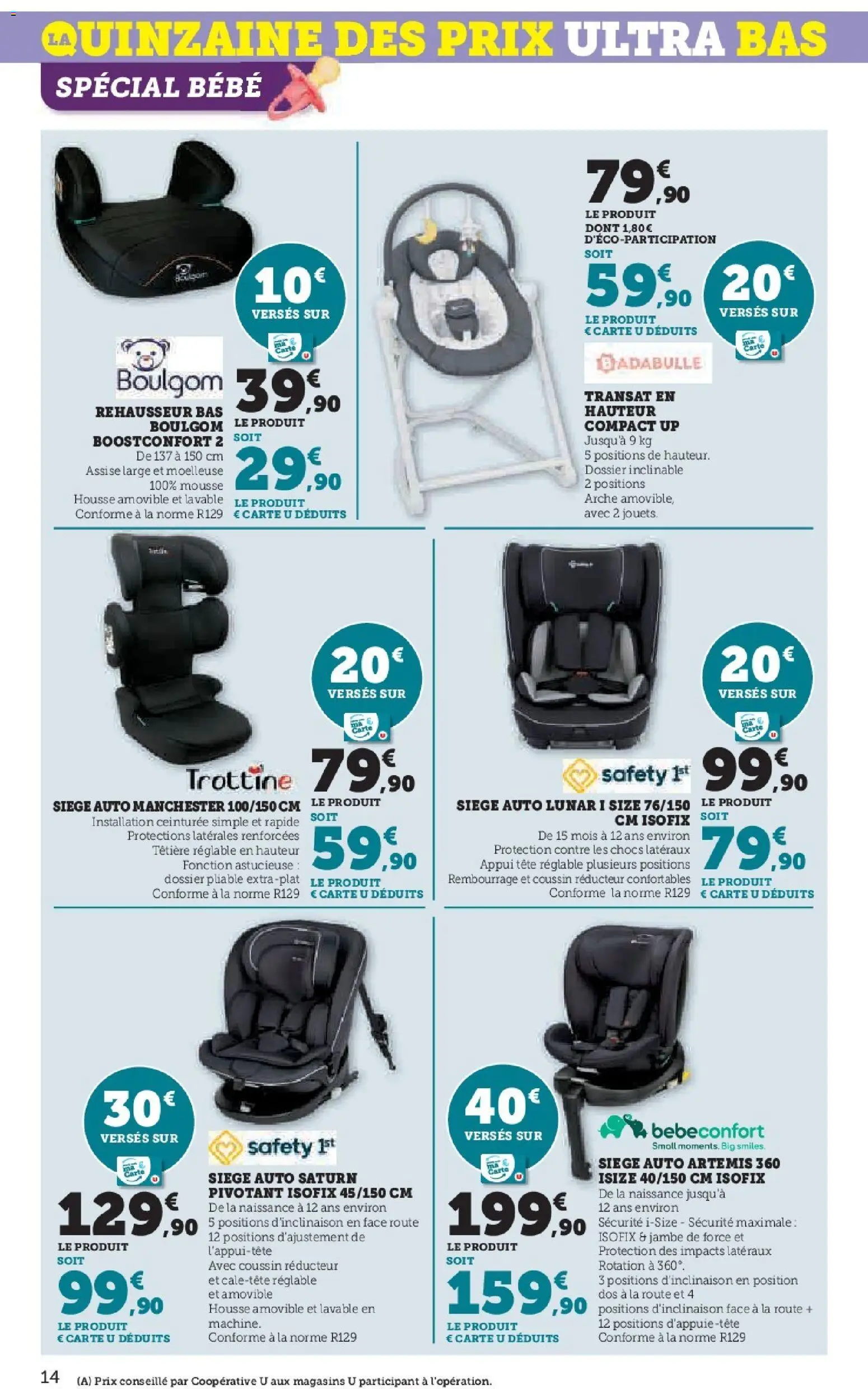 {H1} | Page: 14 | Produits: Transat, Mousse, Rehausseur, Siège auto