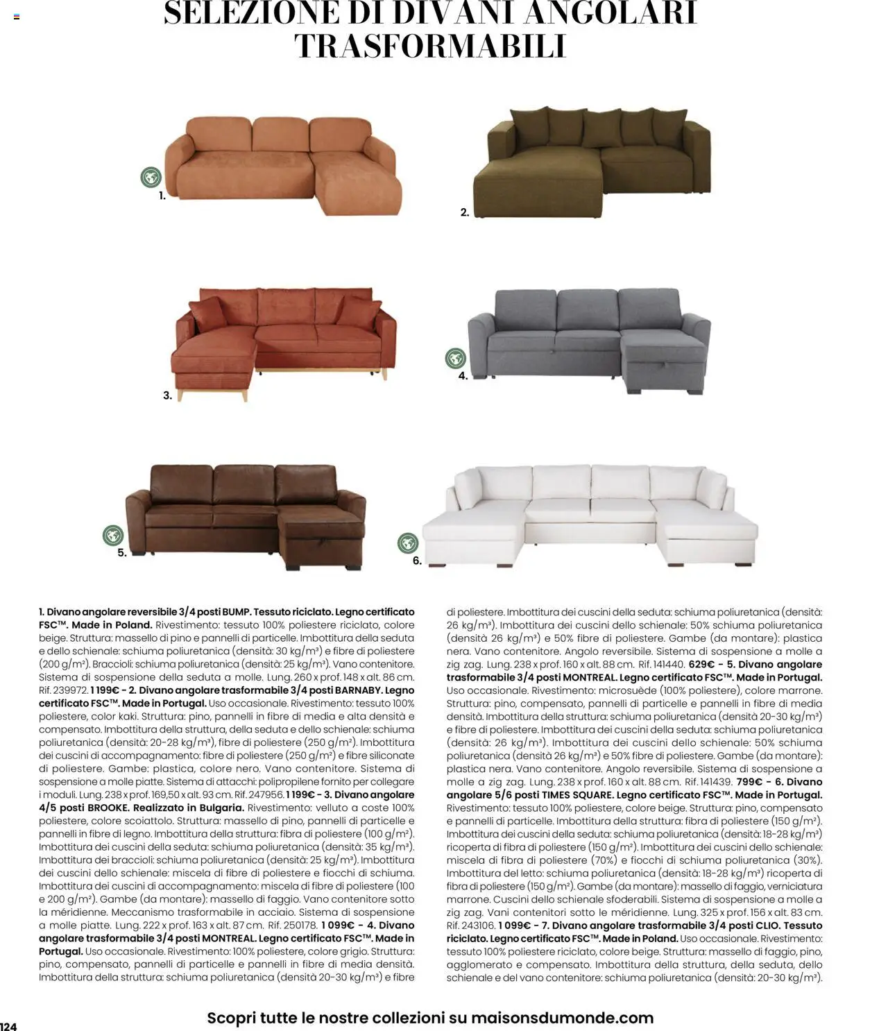 Volantino Maisons du Monde del 27.08.2025 | Pagina: 124 | Prodotti: Fiocchi, Braccioli, Divano angolare, Divano