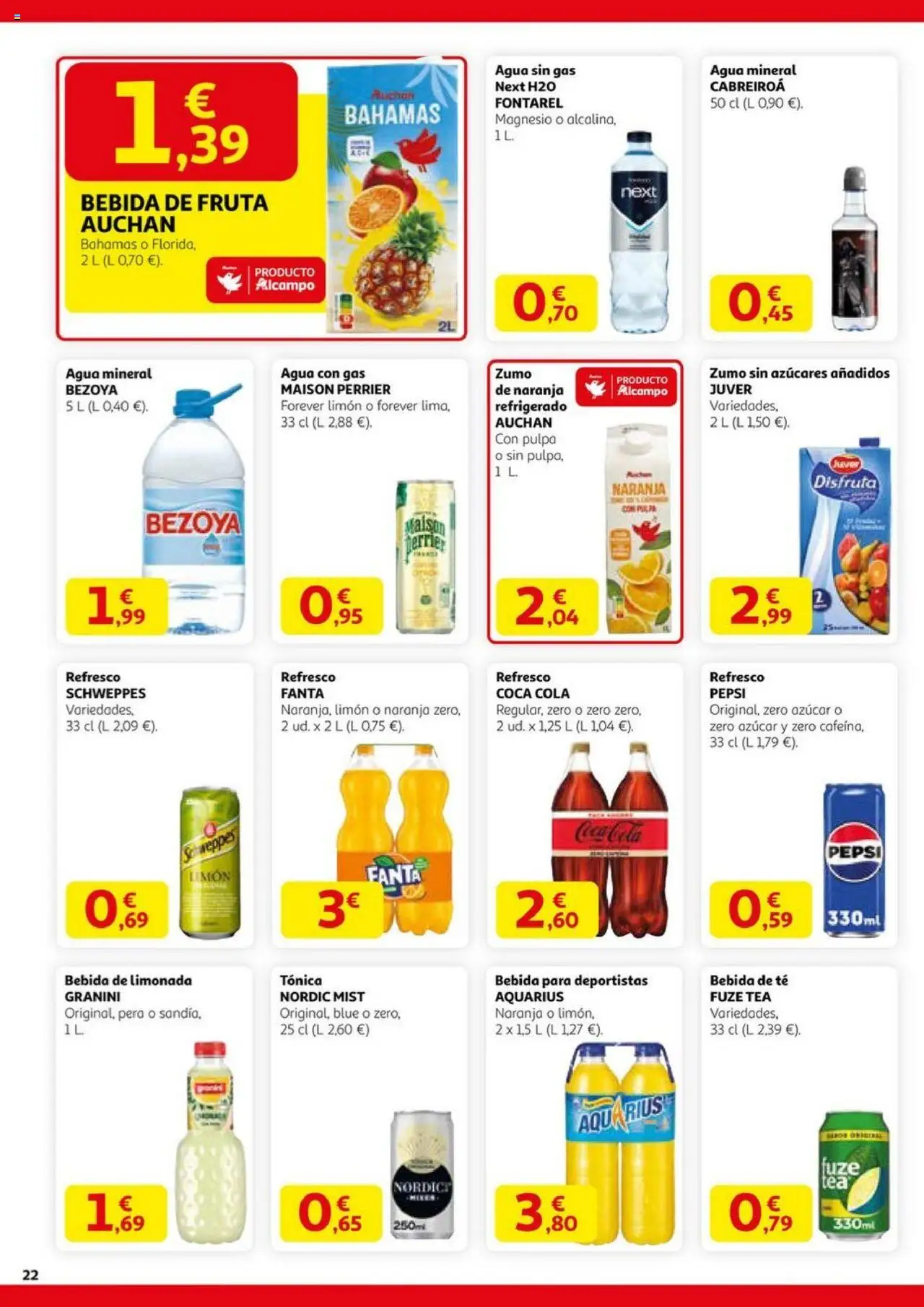 Alcampo - HG Nacional  │ válido desde el 11.09.2025 | Página: 22 | Productos: Agua con gas, Té, Limonada, Agua mineral