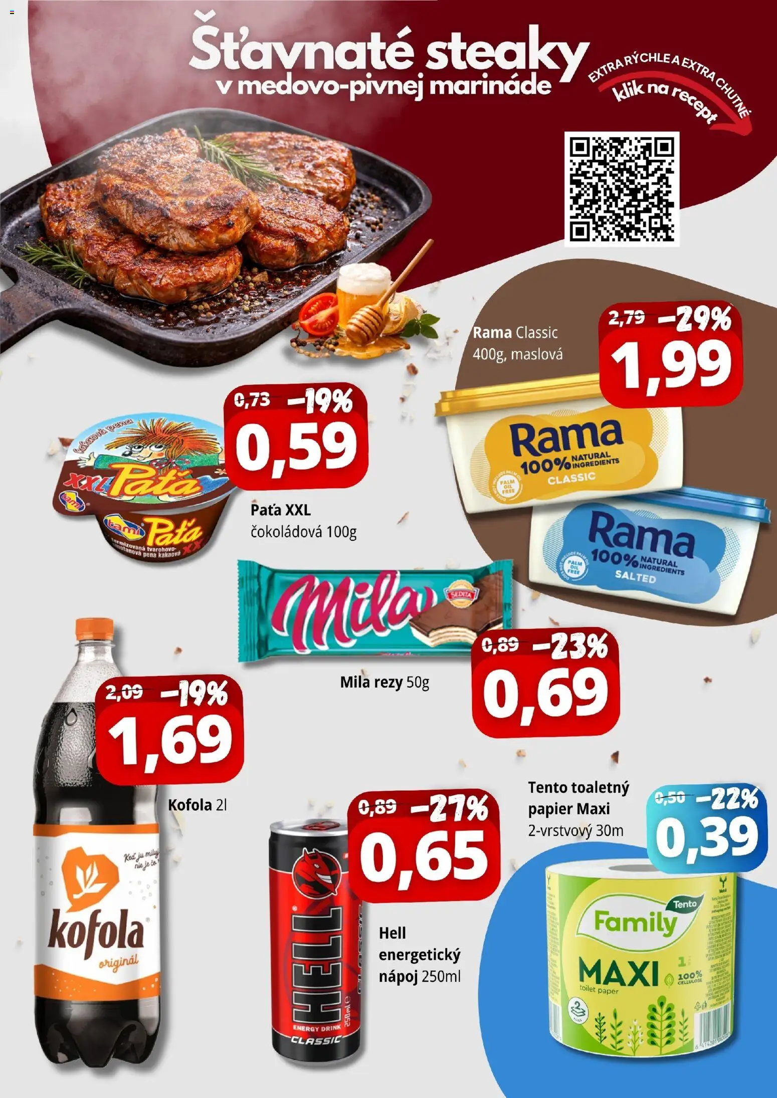 Nové CBA Komfos akcie – leták je platný od 15.04.2026 | Strana: 3 | Produkty: Kofola, Mila, Rama, Energetický nápoj