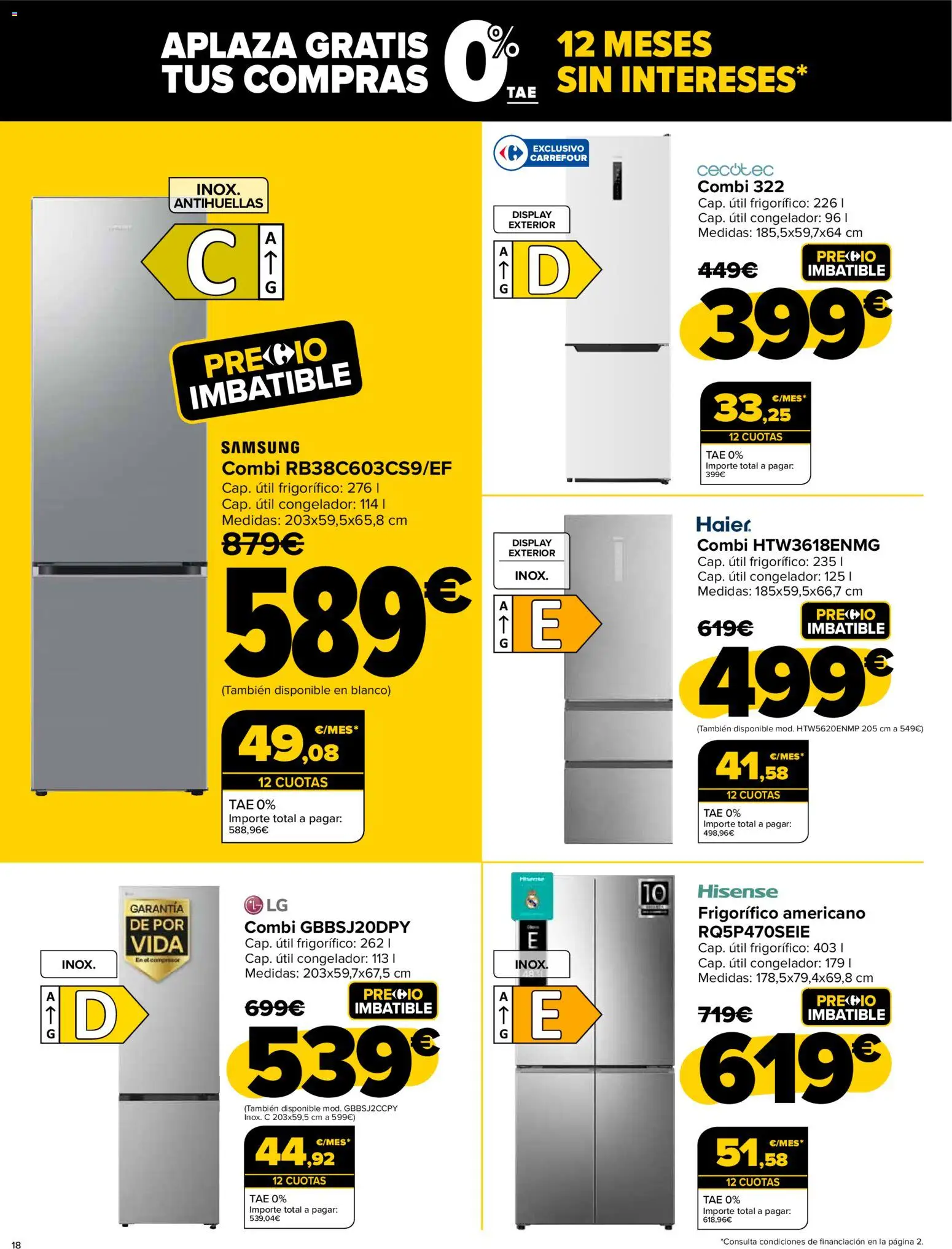 Carrefour - Black Friday │ válido desde el 20.11.2025 | Página: 18 | Productos: Congelador, Combi
