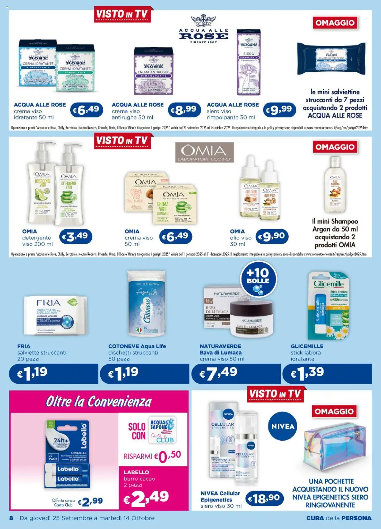 Volantino Acqua e Sapone del 25.09.2025 | Pagina: 8 | Prodotti: Shampoo, Dischetti struccanti, Acqua, Cacao
