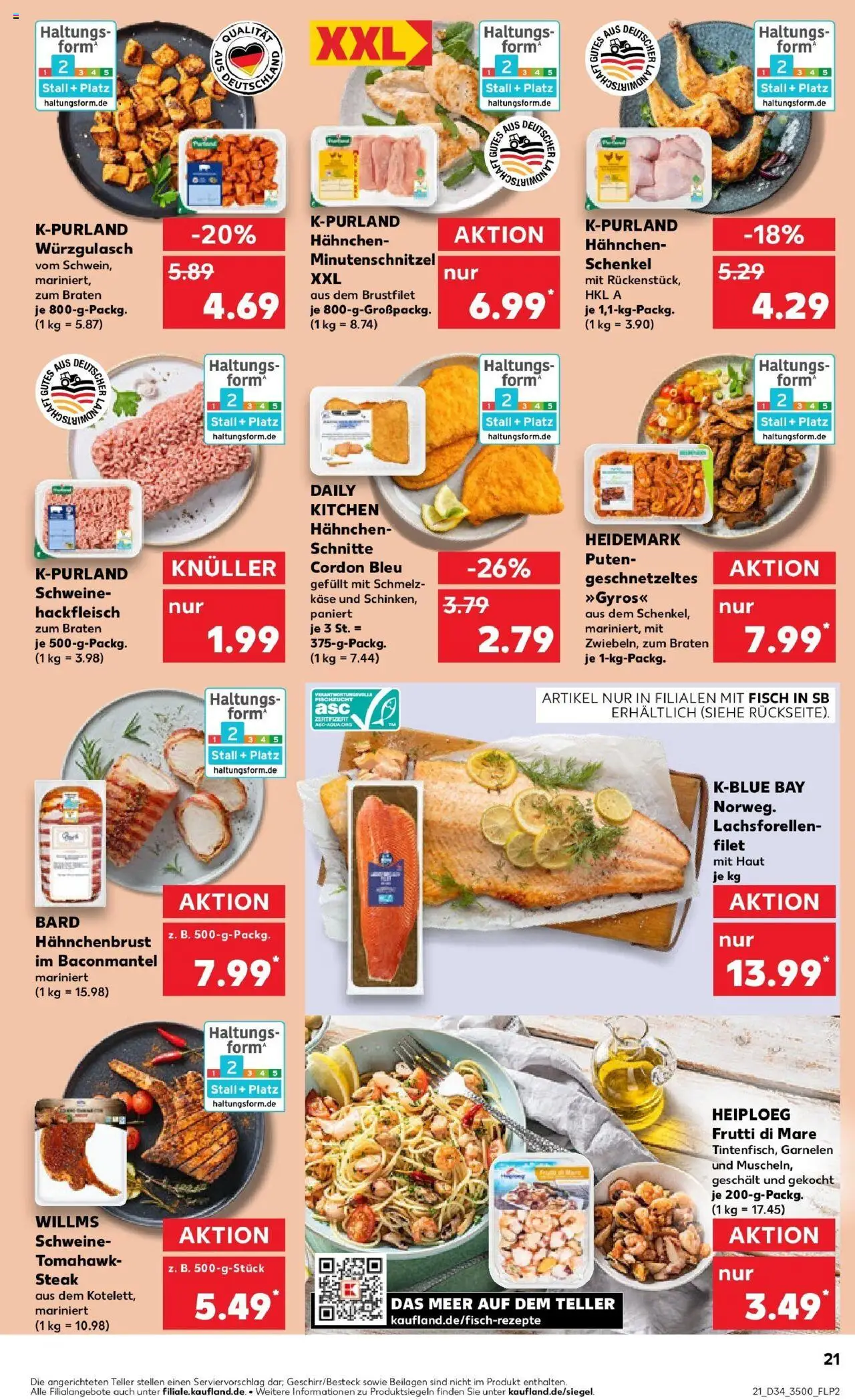 Kaufland prospekt Weimar	 - gültig ab dem 21.08.2025 | Seite: 21 | Produkte: Hahnchen, Käse, Garnelen, Fisch
