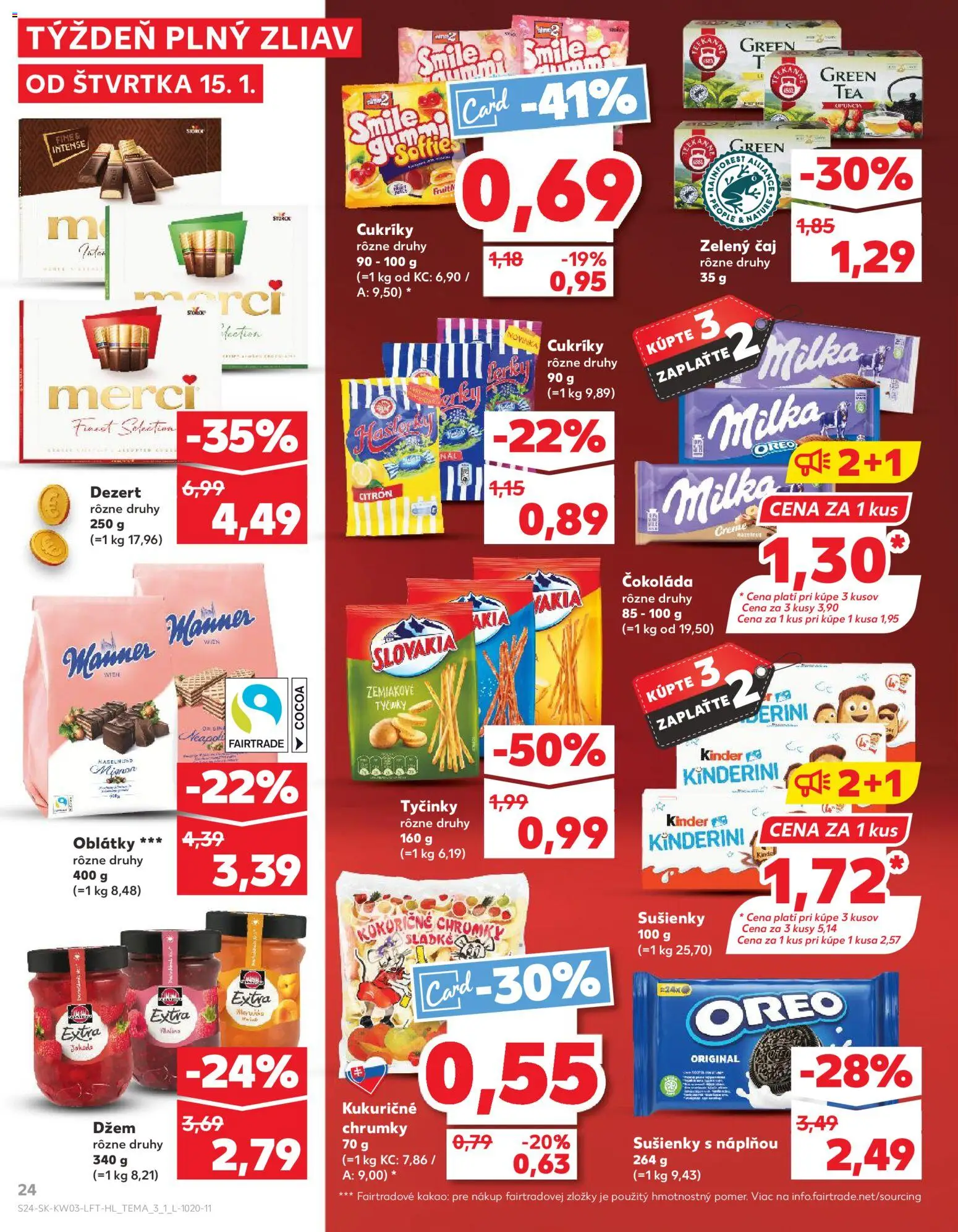 Nové Kaufland akcie – leták je platný od 15.01.2026 | Strana: 24 | Produkty: Čaj, Merci, Cukríky, Kakao