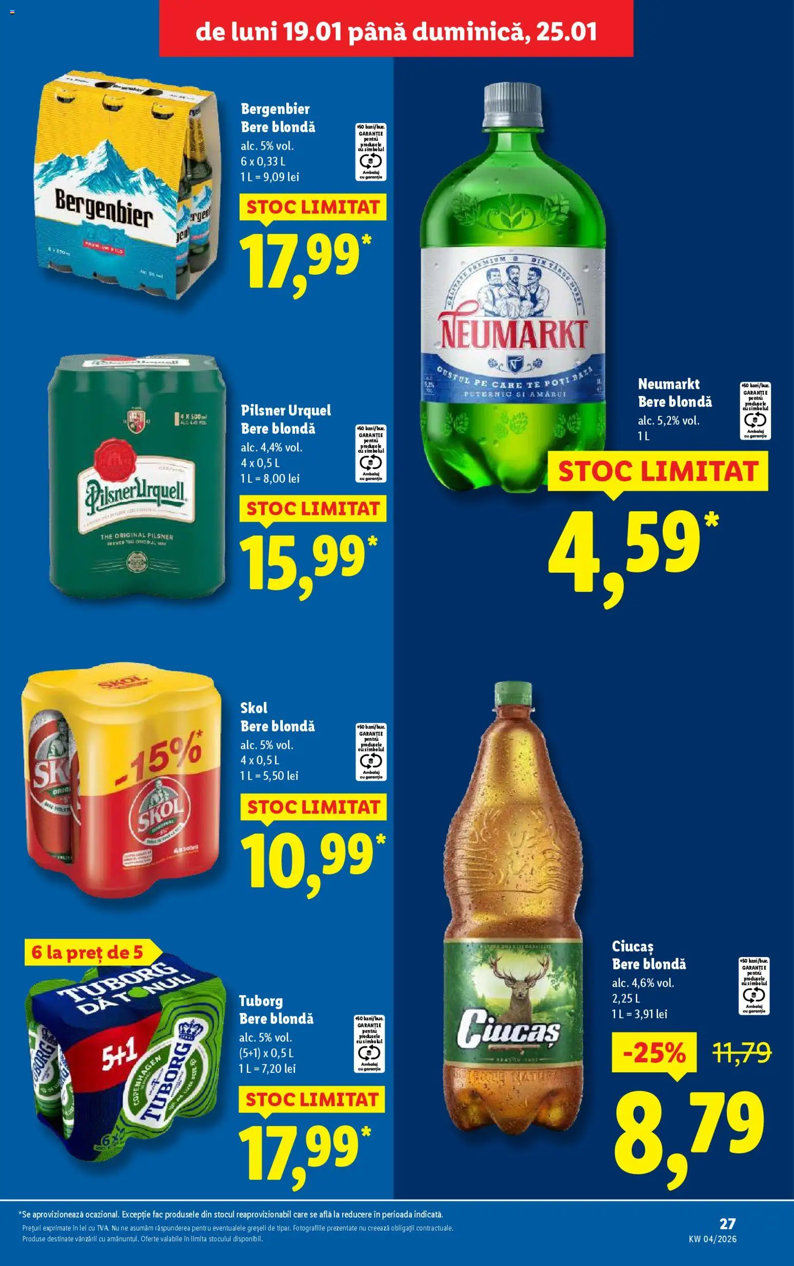 Noul catalog Lidl – valabil de la 19.01.2026 | Pagină: 27 | Produse: Bere, Plastik Kulübe