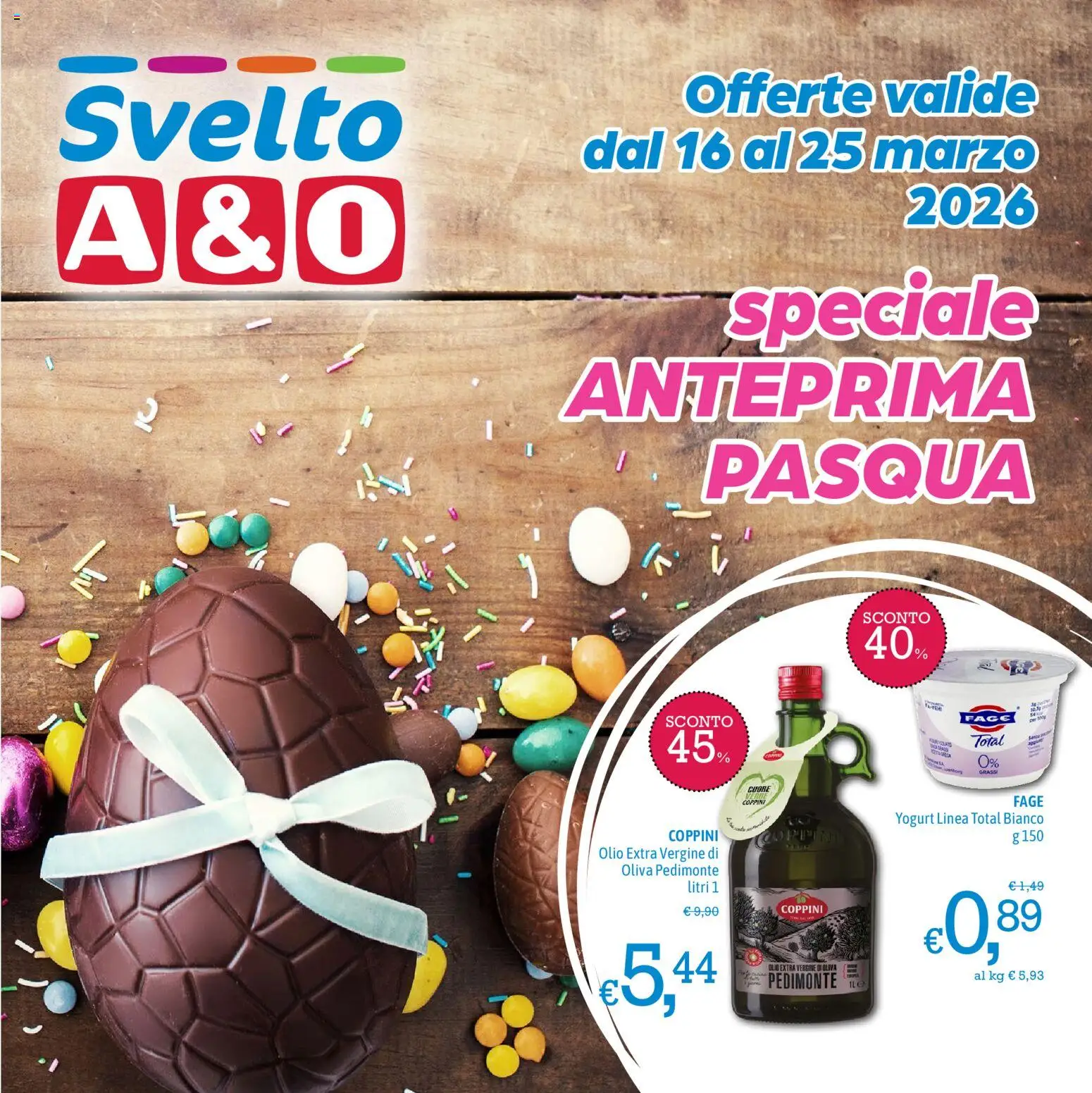 Volantino A&O del 16.03.2026 | Pagina: 1 | Prodotti: Yogurt, Olio, Olio extra vergine
