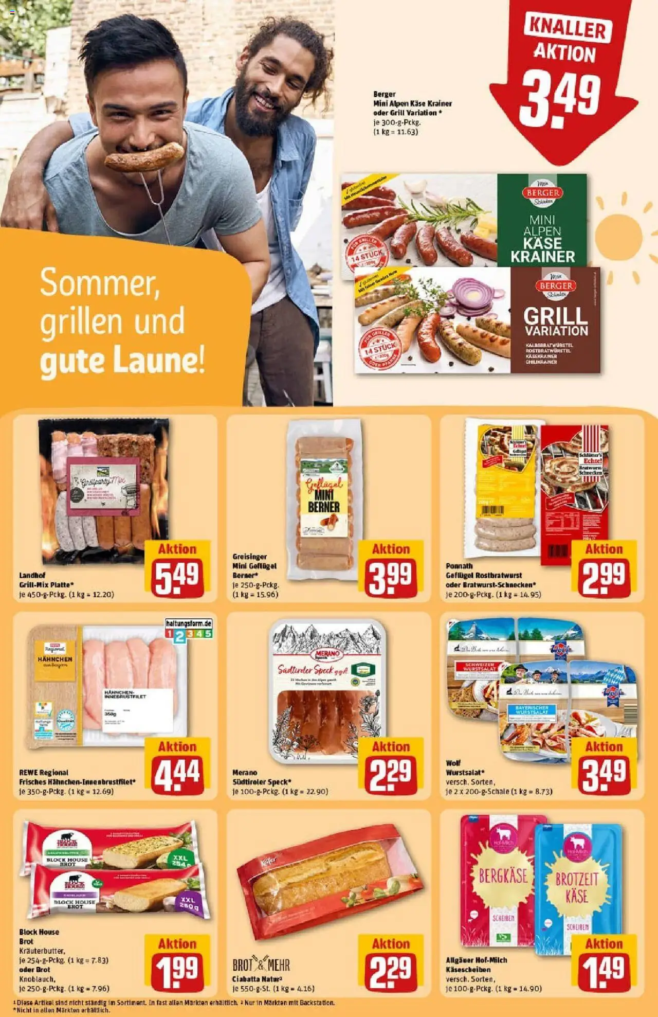 Rewe prospekt Dachau	 - gültig ab dem 29.06.2025 | Seite: 22 | Produkte: Hahnchen, Käse, Bratwurst, Käsekrainer