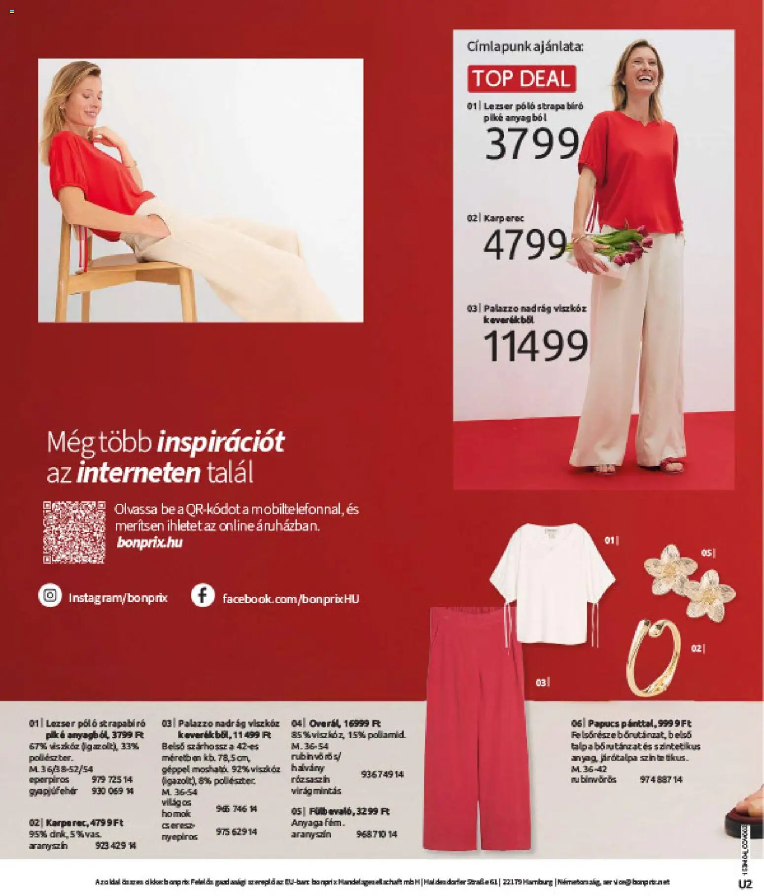 Bonprix akciós ujság - amely érvényes a következő dátumtól: 30.03.2026 | Oldal: 2 | Termékek: Papucs, Virag, Nadrág
