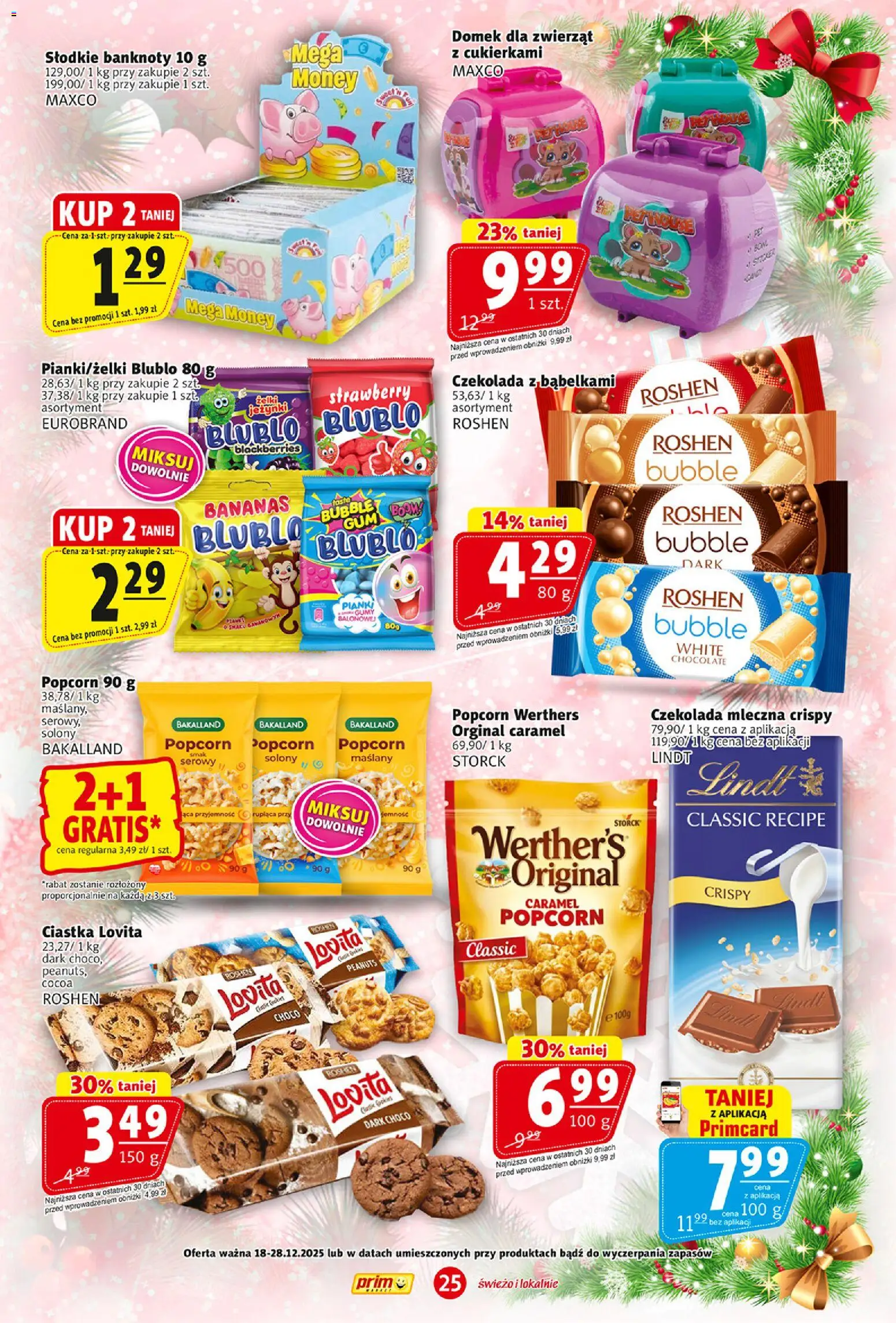 Prim Market Gazetka od 18.12.2025 | Strona: 25 | Produkty: Czekolada mleczna, Gumy, Popcorn, Ciastka